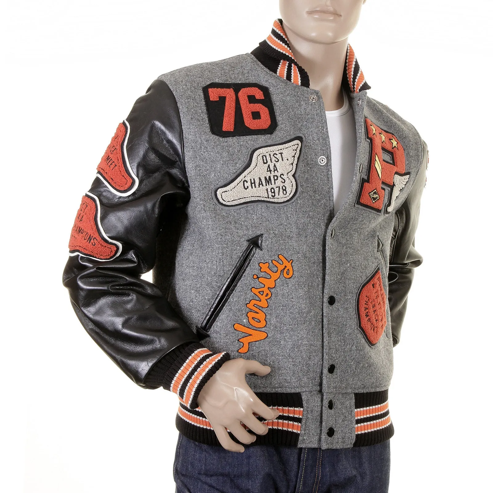 Grey and Black WV12310 Philadelphia Champions Varsity Jacket CANE1085 sold by SugarCane Jeans product image thumbnail 3