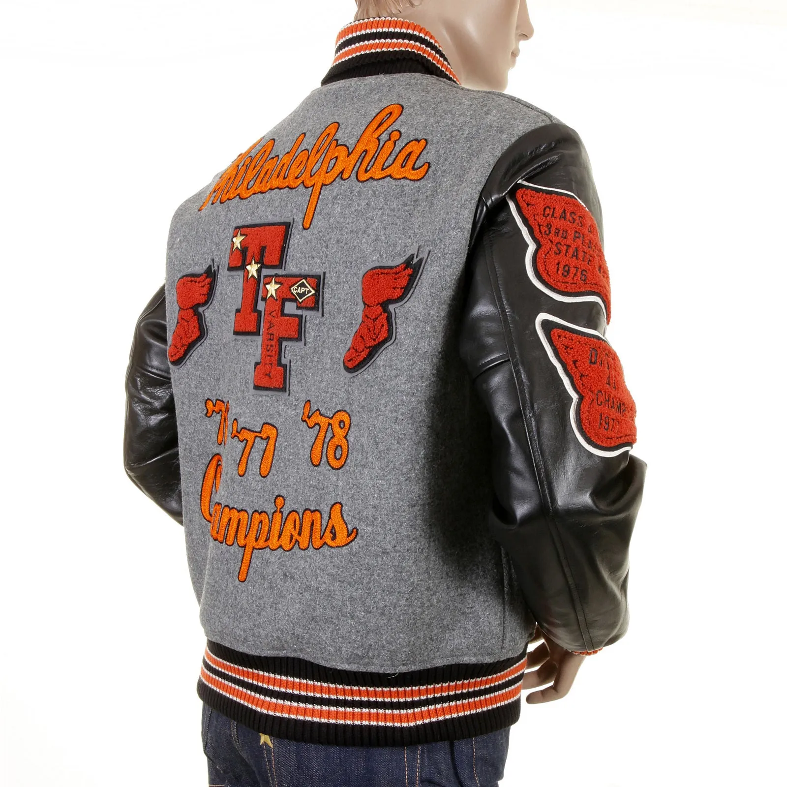 Grey and Black WV12310 Philadelphia Champions Varsity Jacket CANE1085 sold by SugarCane Jeans product image thumbnail 5