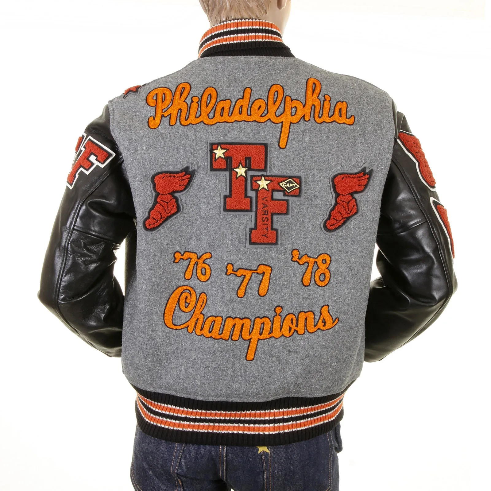 Grey Body Black Sleeve WV12310 Philadelphia Champions Jacket WHIT1085 sold by SugarCane Jeans