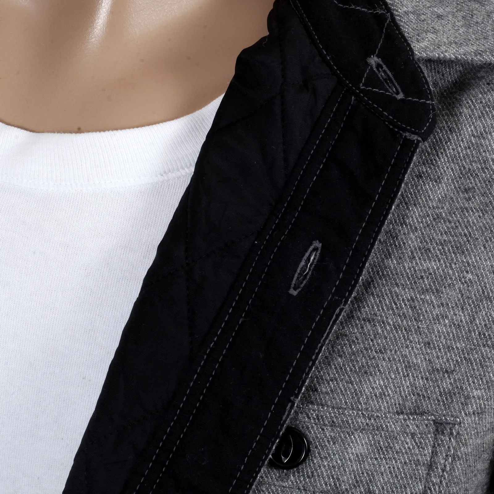 Grey Regular Fit SC13177 Quilted Wool Mix CPO Overshirt CANE4494 sold by SugarCane Jeans product image thumbnail 5