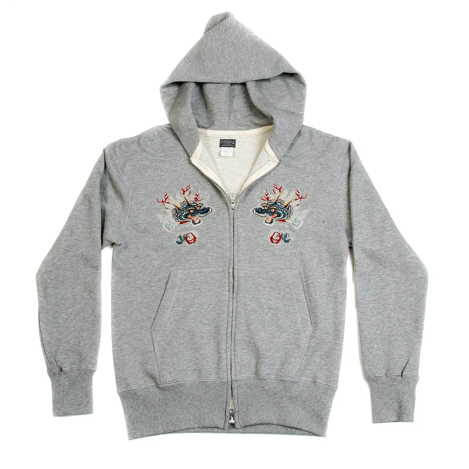 Hells Dragon Embroidered TT64244 Slim Fit Heather Grey Hoodie CANE2848 sold by SugarCane Jeans