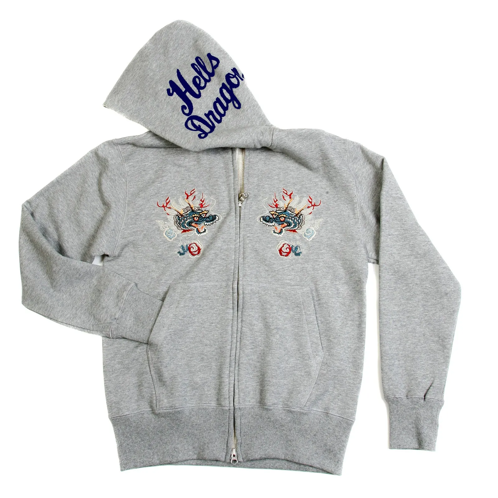 Hells Dragon Embroidered TT64244 Slim Fit Heather Grey Hoodie CANE2848 sold by SugarCane Jeans product image thumbnail 5