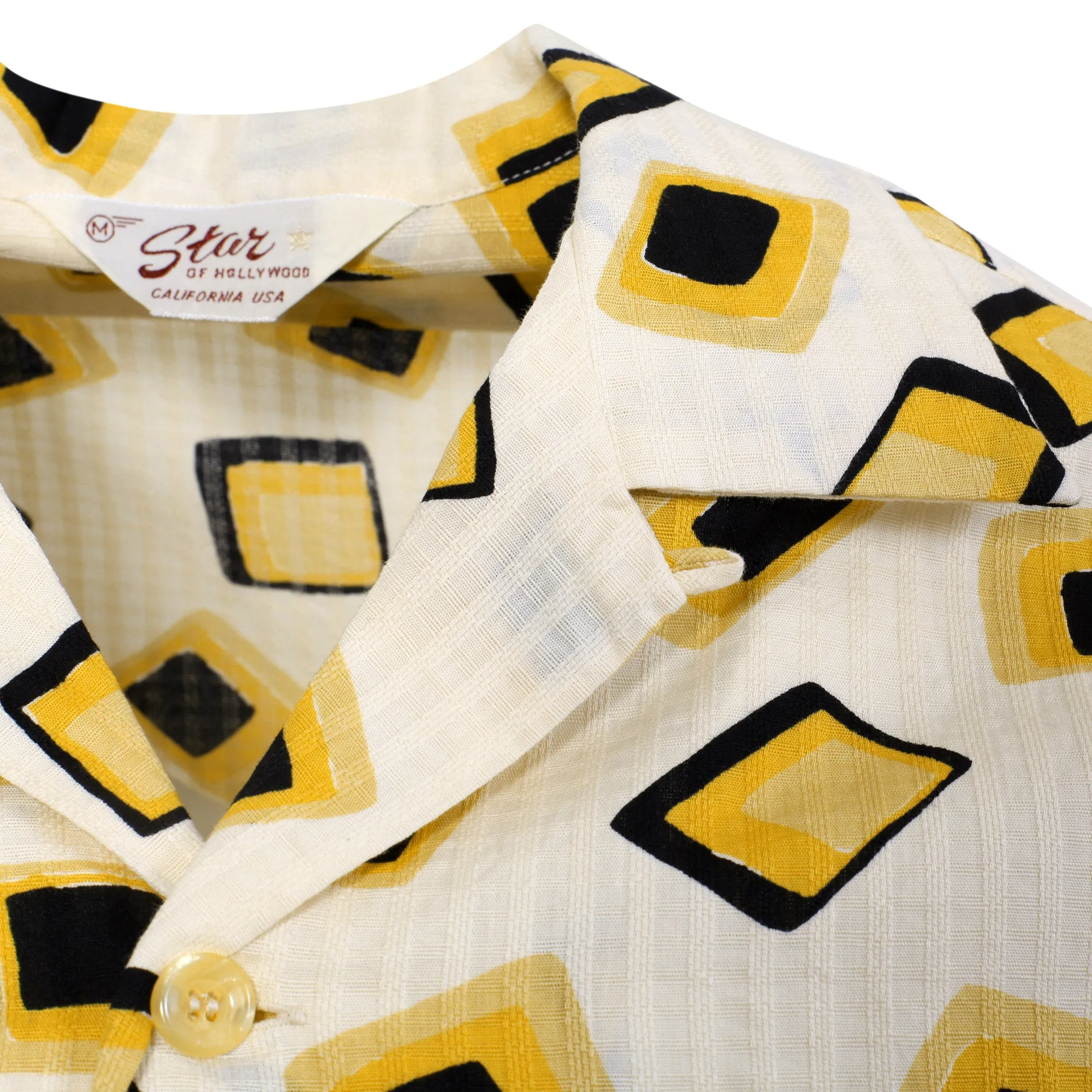 Jacquard Squares Printed SH37879 Hawaiian Shirt in Off White SoH11395 sold by SugarCane Jeans product image thumbnail 3