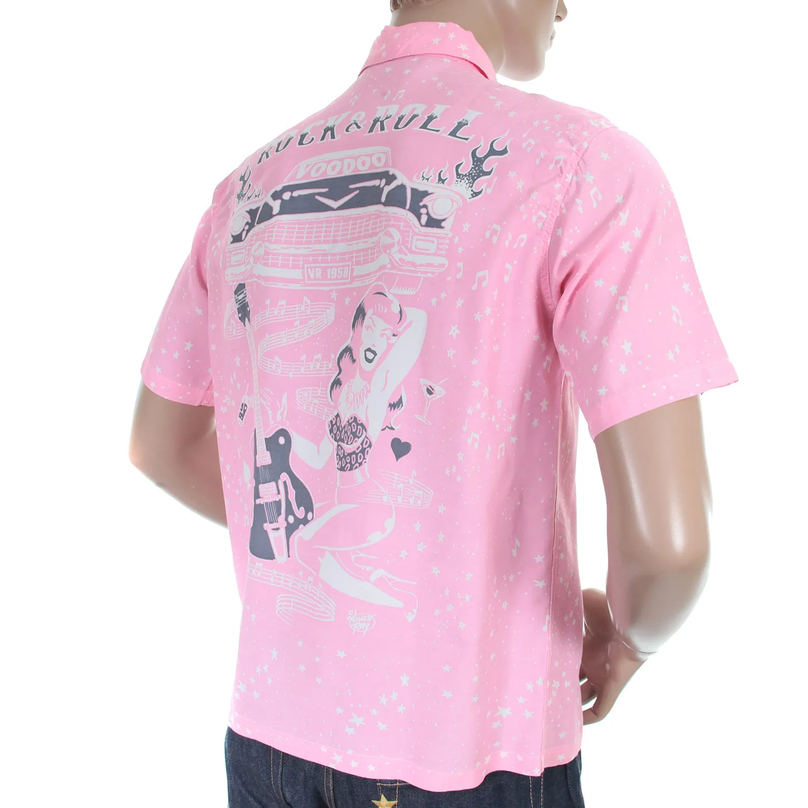 Keoni of Hawaii SS36209 Rock and Roll Voodoo Rayon Pink Shirt SURF3319 sold by SugarCane Jeans product image thumbnail 5