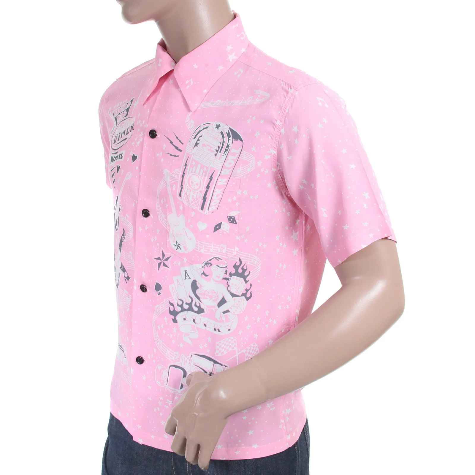 Keoni of Hawaii SS36209 Rock and Roll Voodoo Rayon Pink Shirt SURF3319 sold by SugarCane Jeans product image thumbnail 3