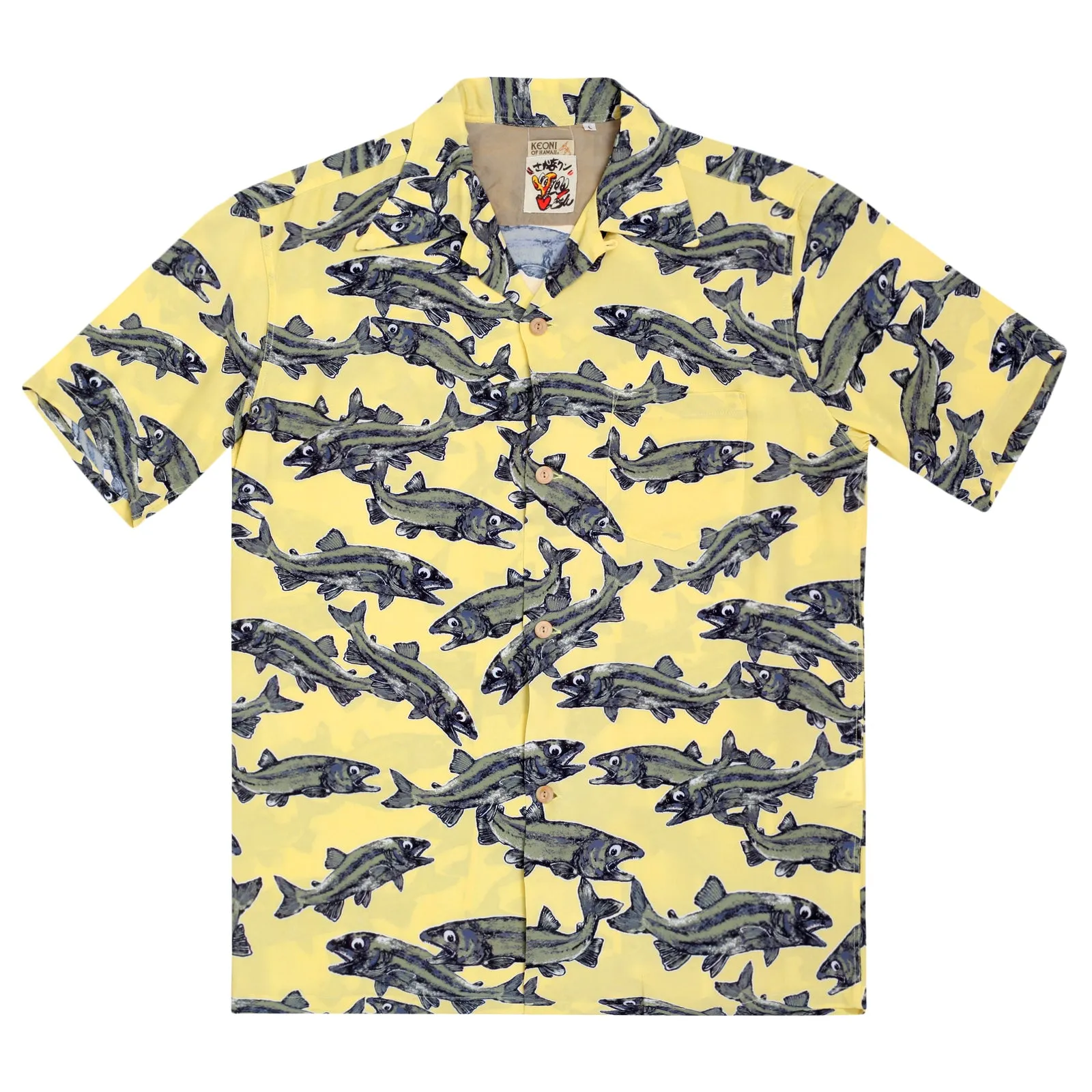 Limited Edition Keoni of Hawaii Printed SS37463 Yellow Shirt SURF7567 sold by SugarCane Jeans