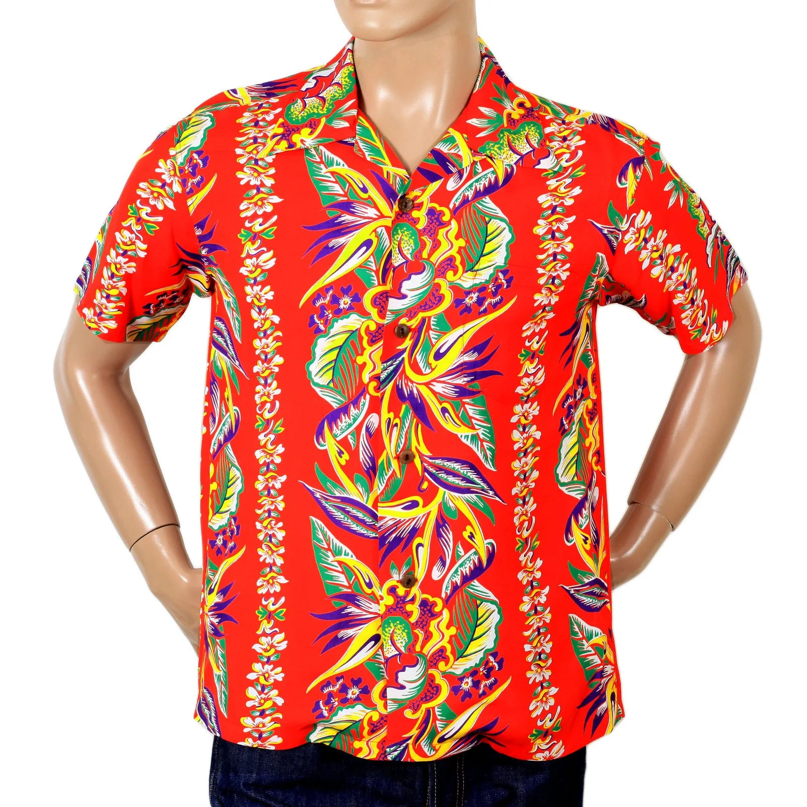 Mens Blessing of Nature Printed SS37468 Hawaiian Shirt in Red SURF7536 sold by SugarCane Jeans product image thumbnail 4