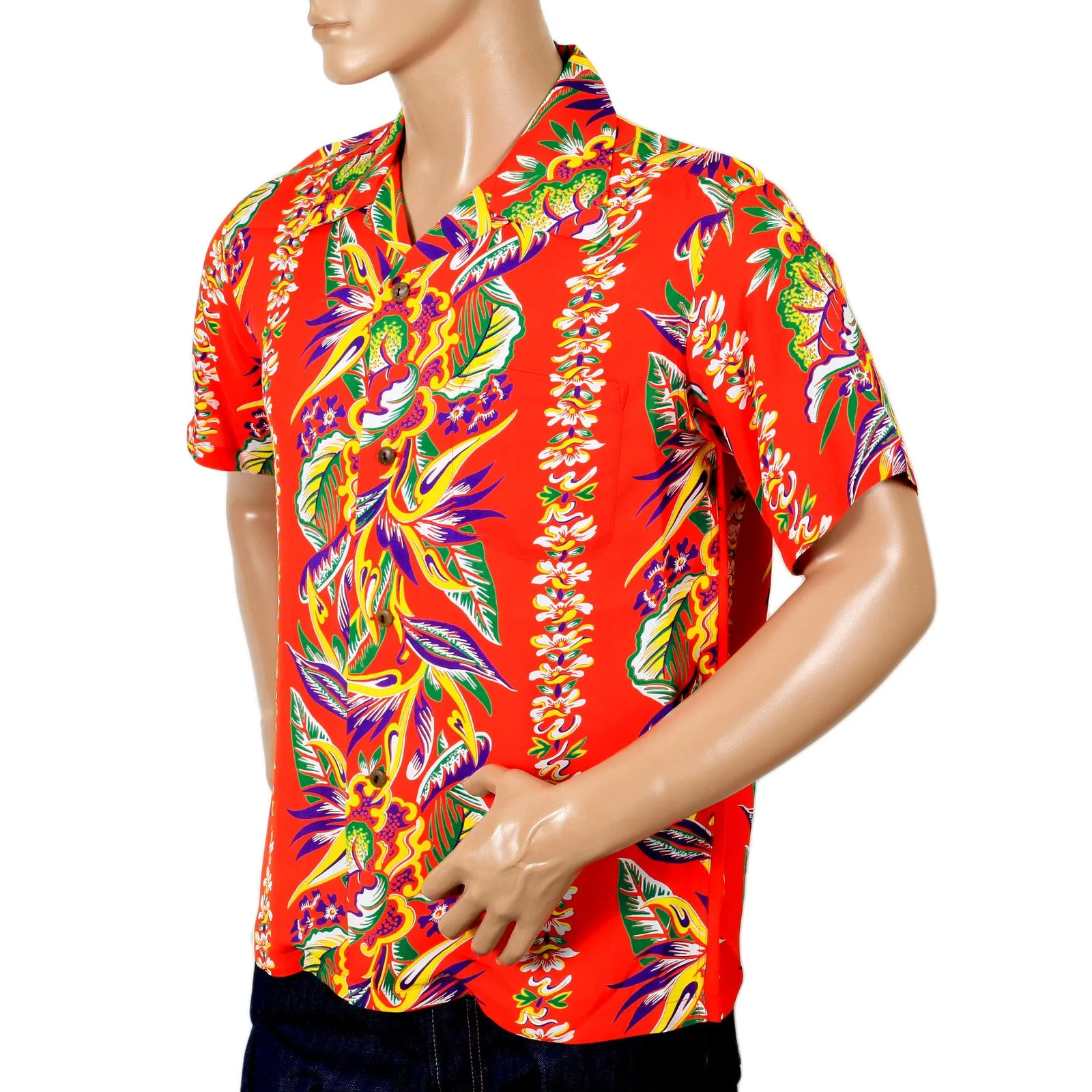 Mens Blessing of Nature Printed SS37468 Hawaiian Shirt in Red SURF7536 sold by SugarCane Jeans product image thumbnail 2