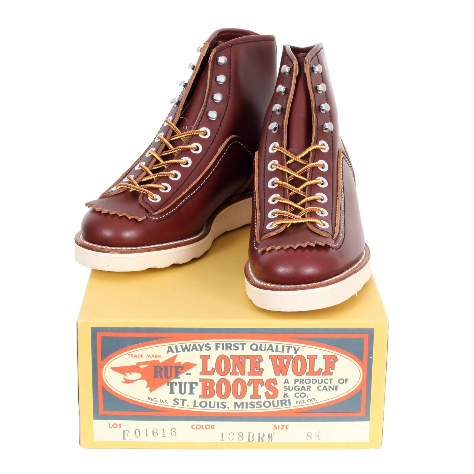 Mens Brown Leather Calf High Lace Up F01616 Hunter Work Boots CANE4475 sold by SugarCane Jeans product image thumbnail 2