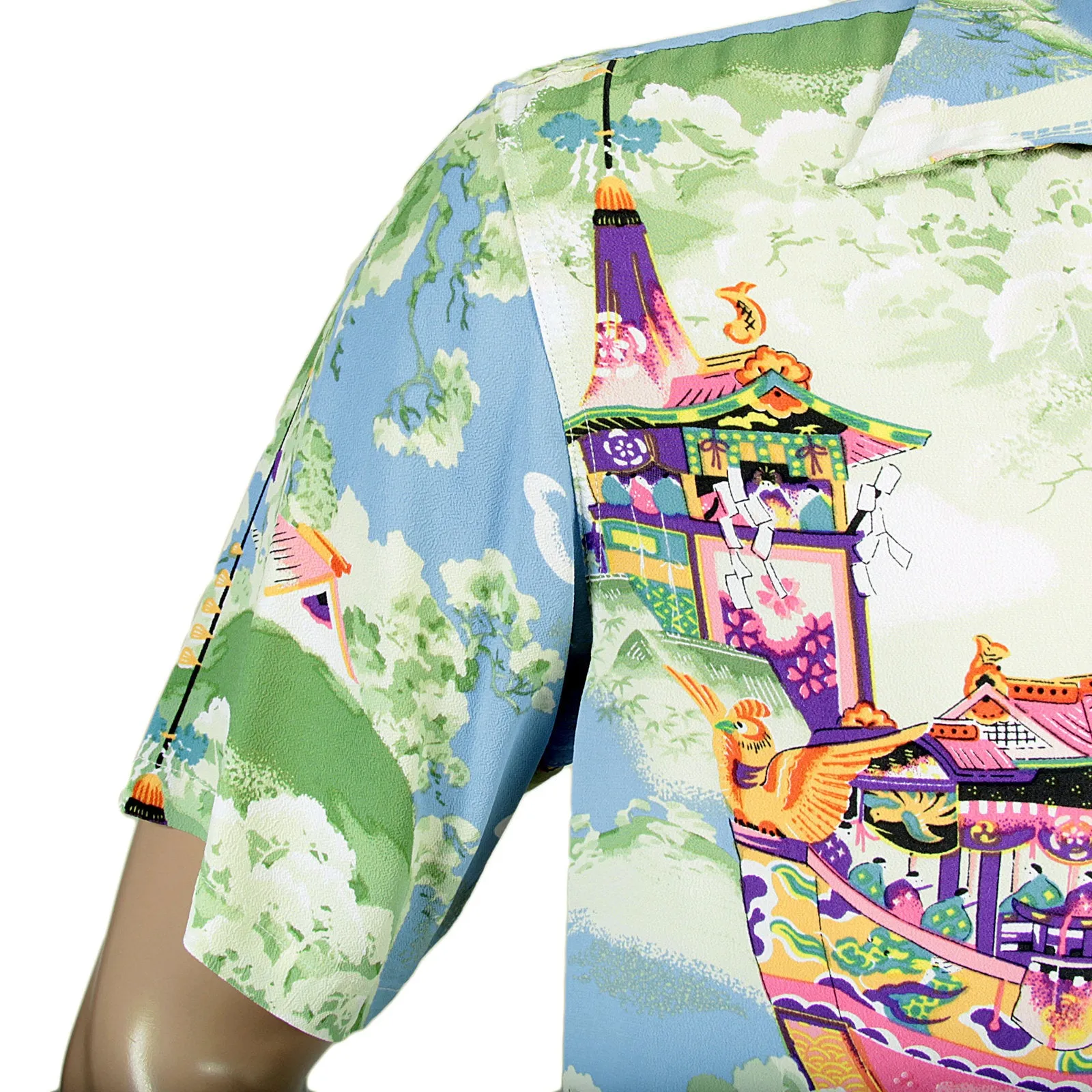 Mens Gion Matsuri Print SS36431 Rayon Hawaiian Shirt in Blue SURF4301 sold by SugarCane Jeans product image thumbnail 2