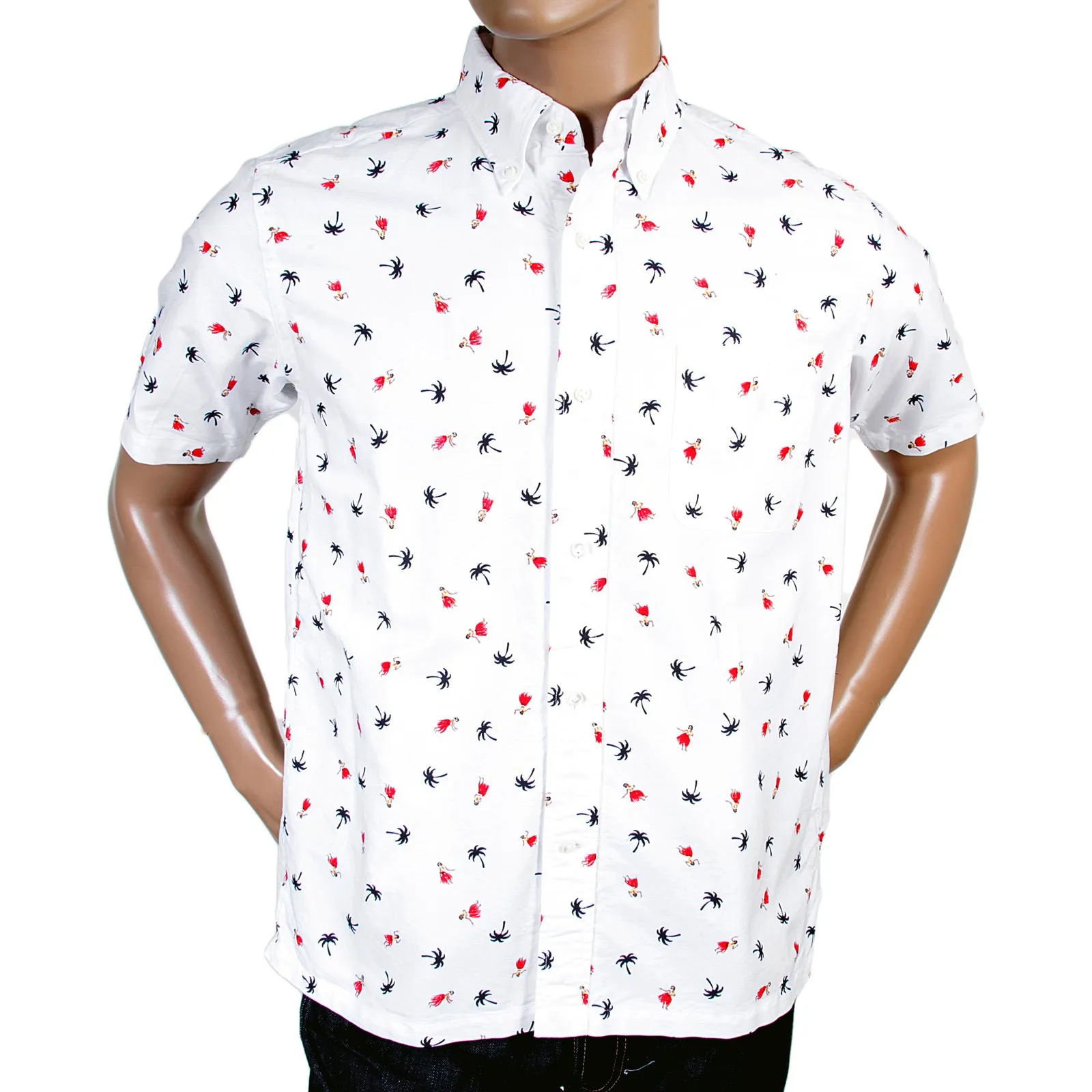 Mens Off White SS34973 Button Down Hula Dancer Printed Shirt SURF3813 sold by SugarCane Jeans