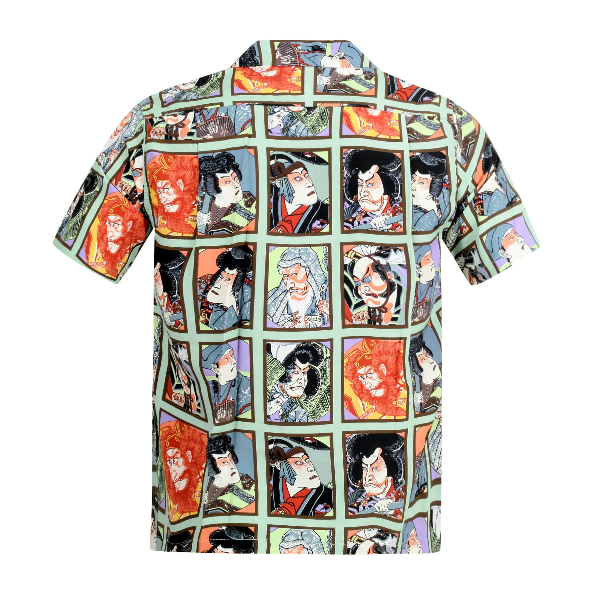 Mint Green Star of Hollywood SH36949 Kabuki Hawaiian Shirt SoH9370 sold by SugarCane Jeans product image thumbnail 2