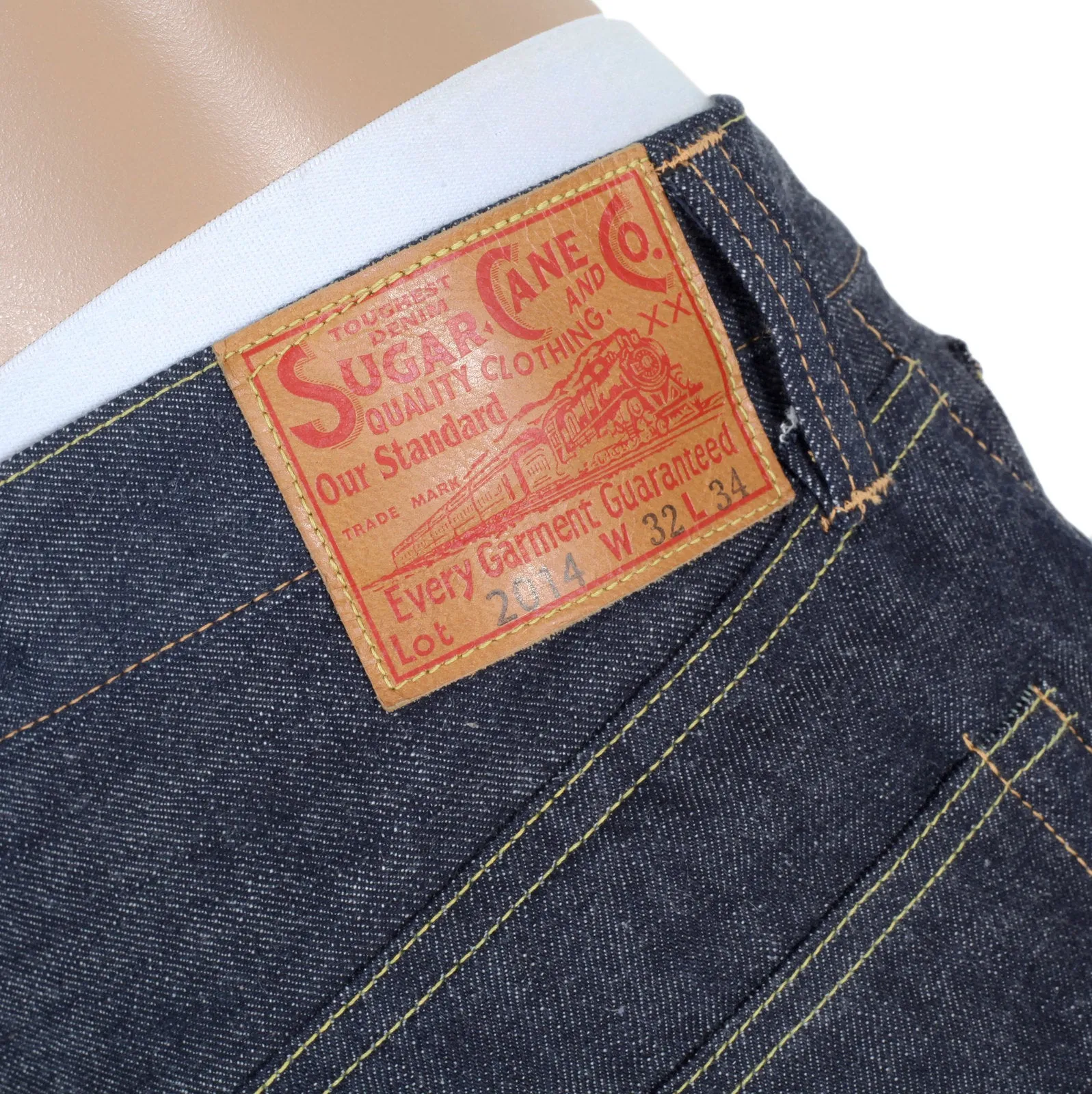 Navy Slim Fit SC42014N Lower Rise 12oz Non Wash Denim Jeans CANE4443 sold by SugarCane Jeans product image thumbnail 5