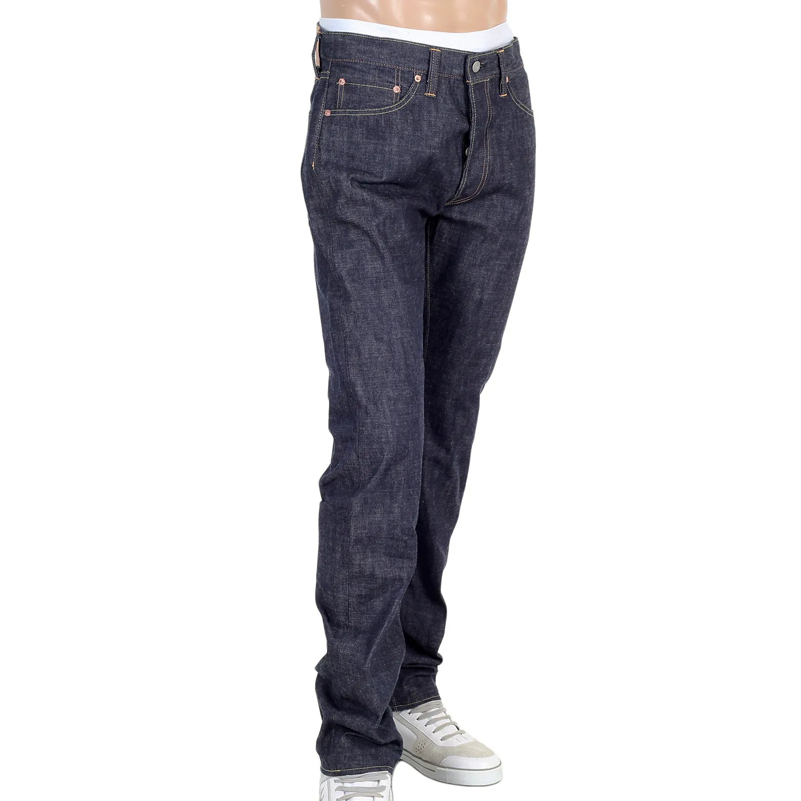 Navy Slim Fit SC42014N Lower Rise 12oz Non Wash Denim Jeans CANE4443 sold by SugarCane Jeans product image thumbnail 2