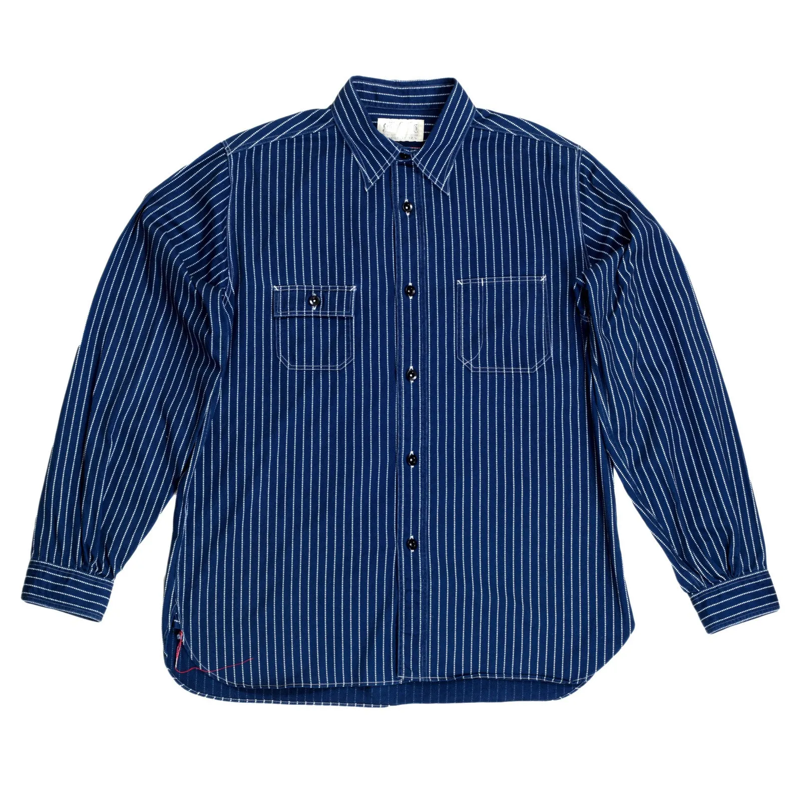 Navy Striped SC25551A Slim Fit 8.5oz Wabash Work Shirt CANE7546 sold by SugarCane Jeans