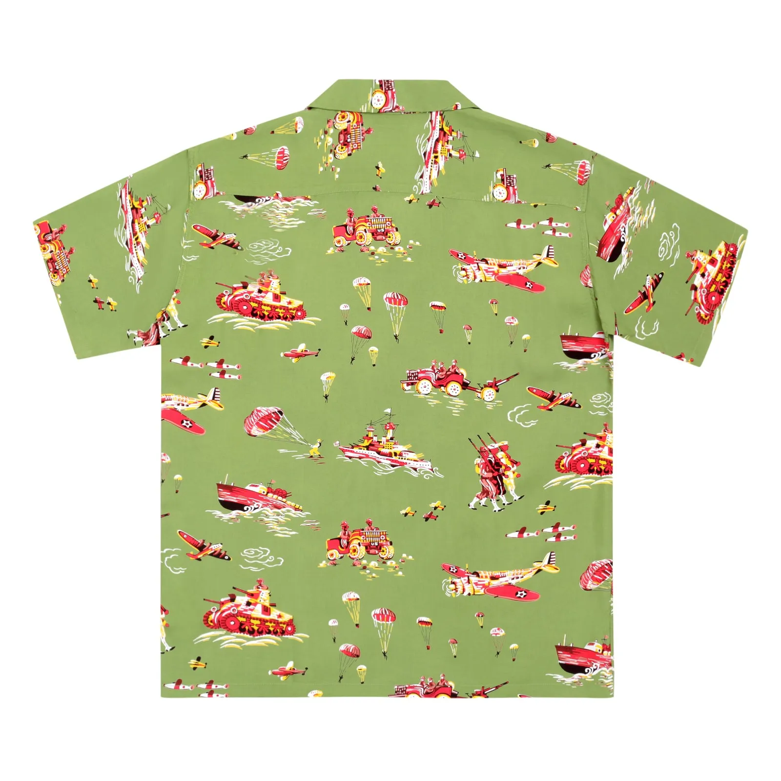 Oahu History of Troops Printed SS33876 Olive Hawaiian Shirt SURF7568 sold by SugarCane Jeans product image thumbnail 2