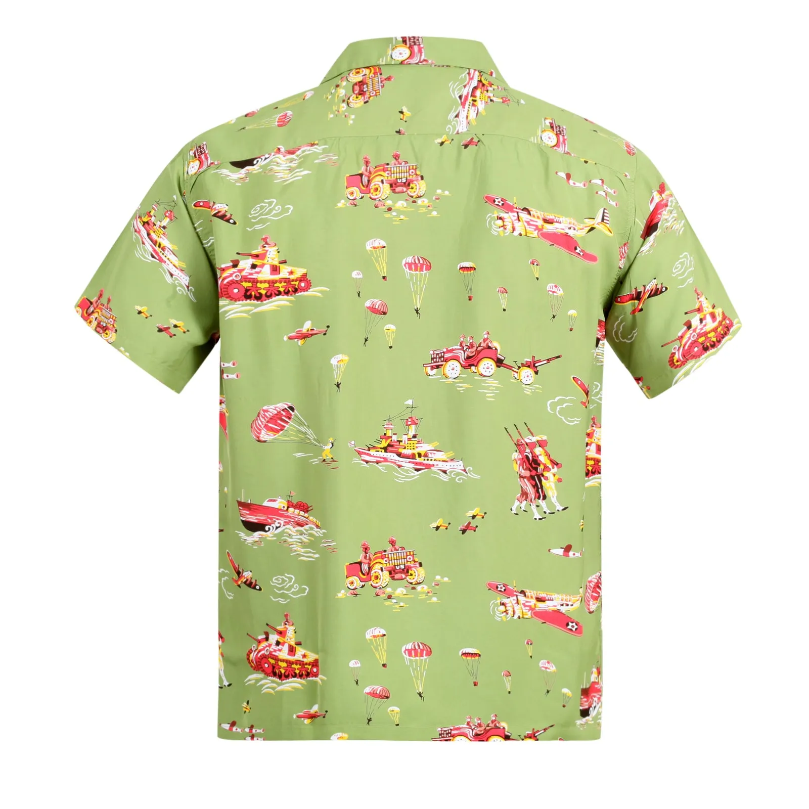 Oahu History of Troops Printed SS33876 Olive Hawaiian Shirt SURF7568 sold by SugarCane Jeans product image thumbnail 4