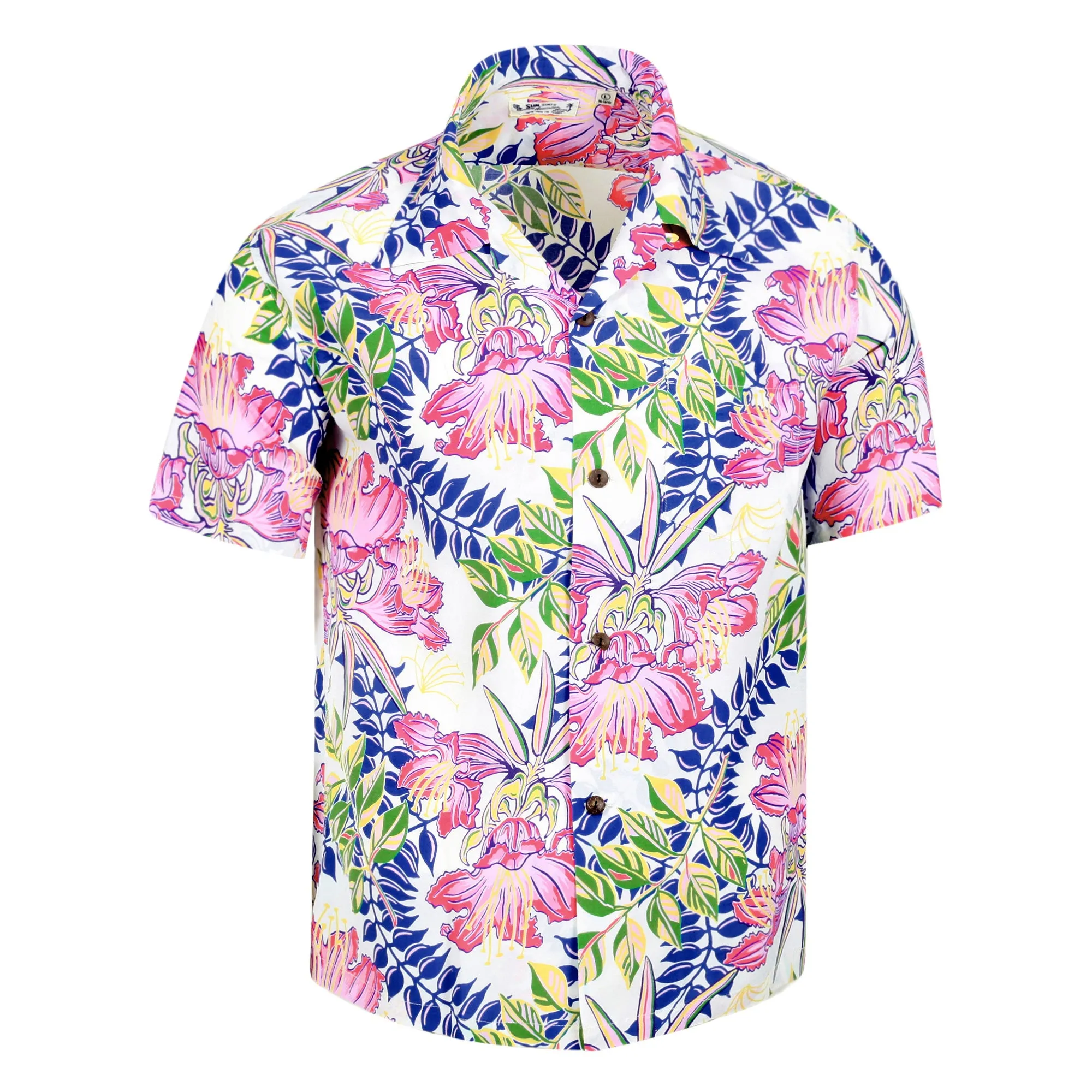 Off White SS38035 Orchid Bloom Short Sleeve Hawaiian Shirt SURF10263 sold by SugarCane Jeans