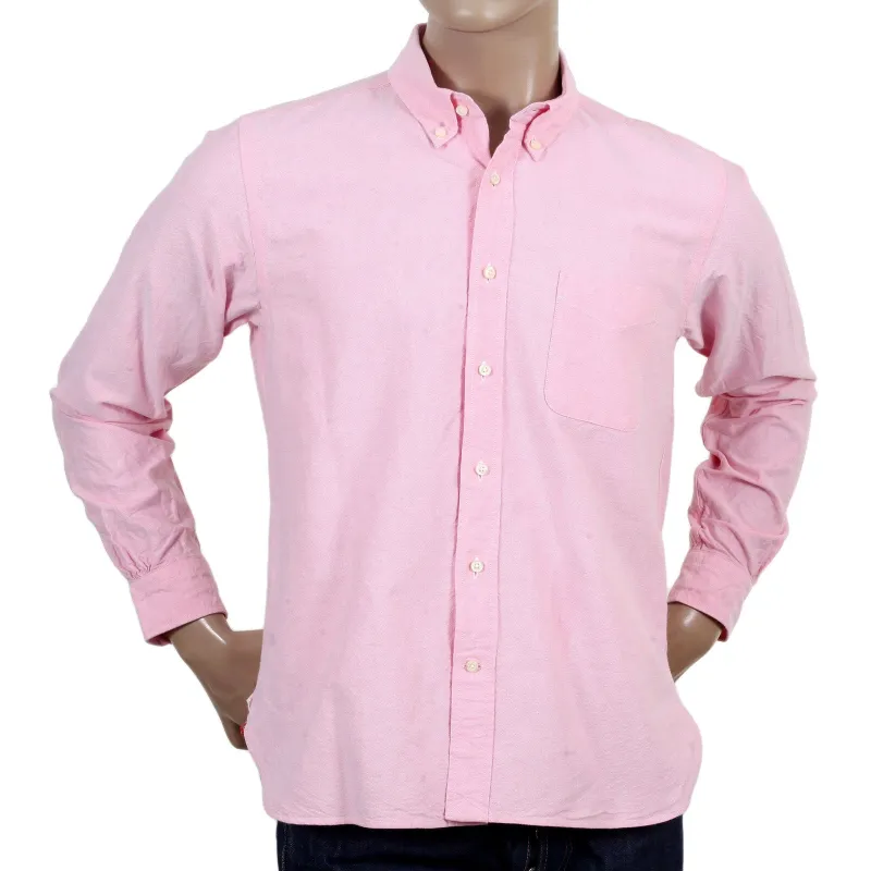 One Wash Light Cotton SC26475A Oxford Long Sleeve Pink Shirt CANE4473 made by Sugar Cane