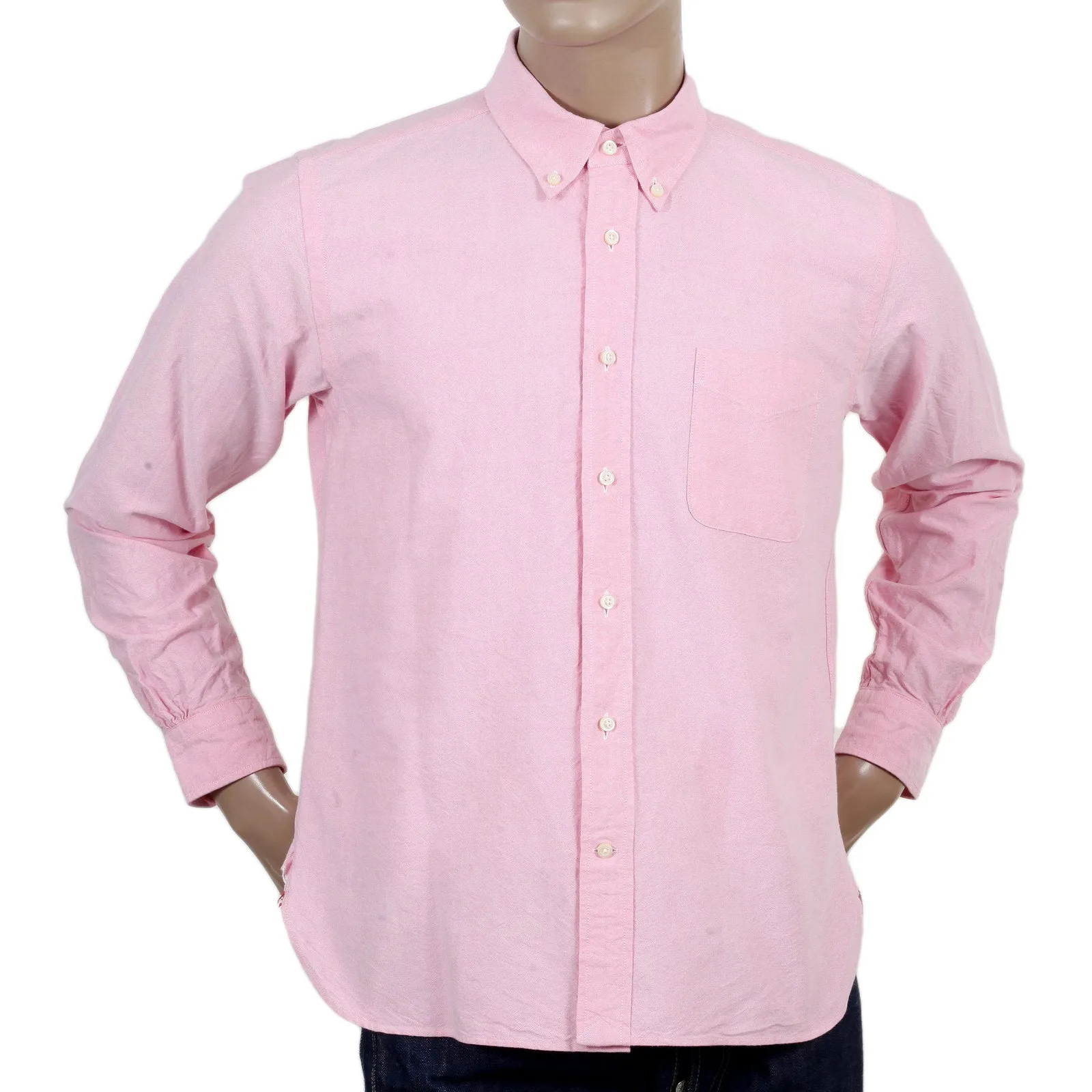 One Wash Light Cotton SC26475A Oxford Long Sleeve Pink Shirt CANE4473 sold by SugarCane Jeans product image thumbnail 2