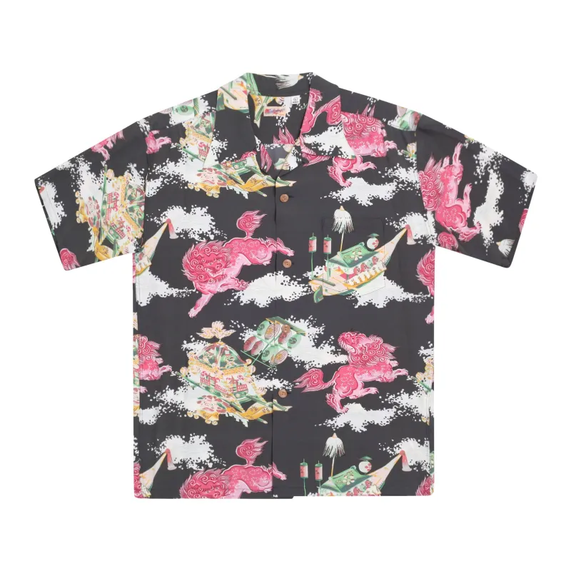 Oriental Festival Printed SS37773 Rayon Brown Hawaiian Shirt SURF8588 sold by SugarCane Jeans