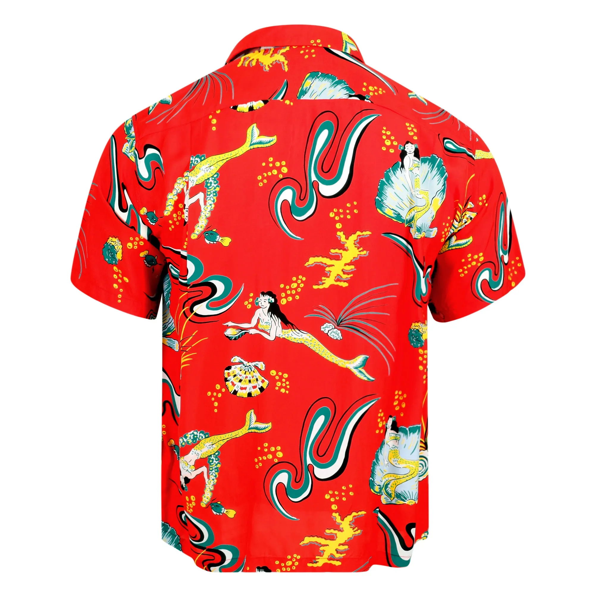 Red Mermaid Print SS38031 Hawaiian Shirt with Cuban Collar SURF10088 sold by SugarCane Jeans product image thumbnail 2