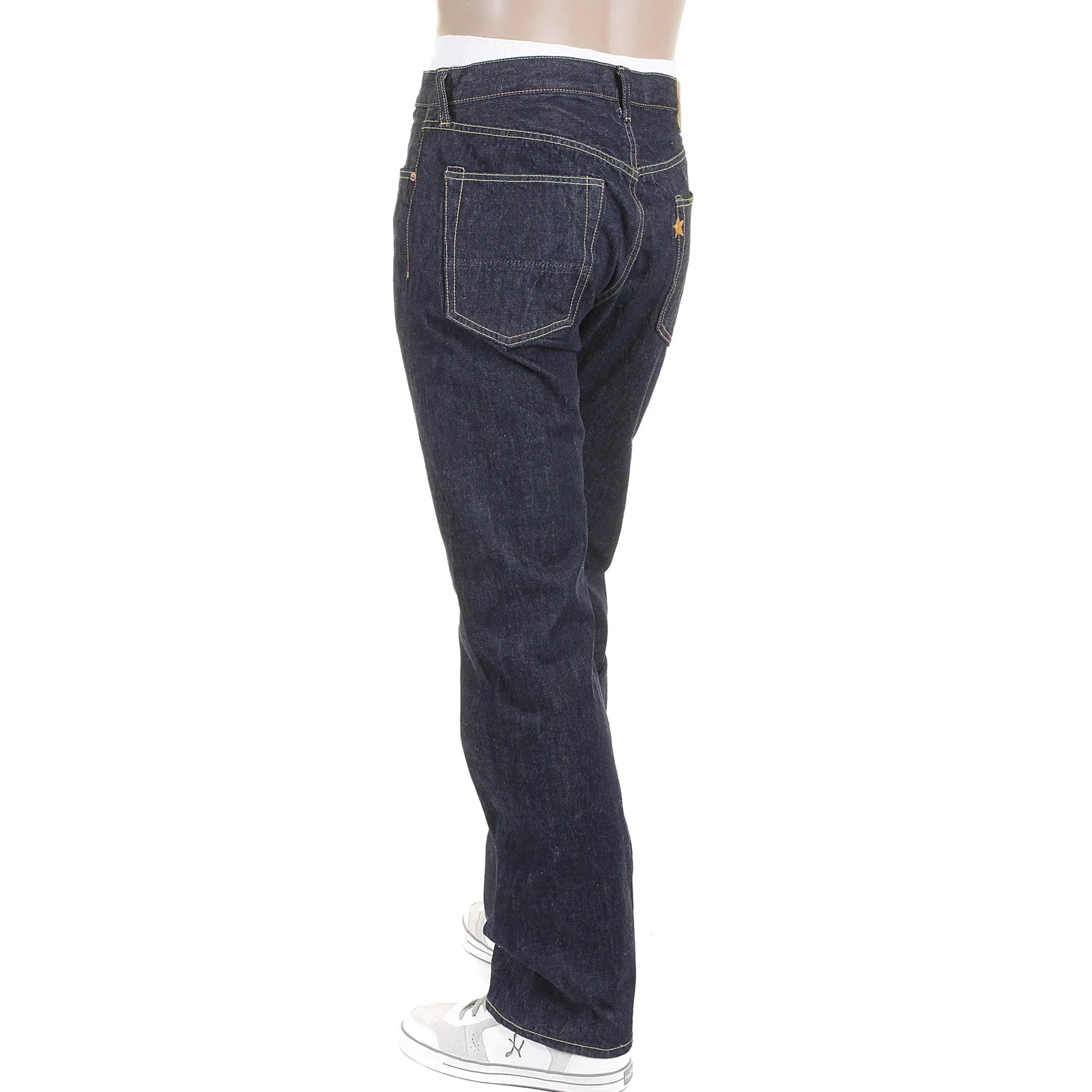 Slimmer Cut Navy SC40724A One Wash Selvedge Denim Jeans CANE2279 sold by SugarCane Jeans product image thumbnail 5