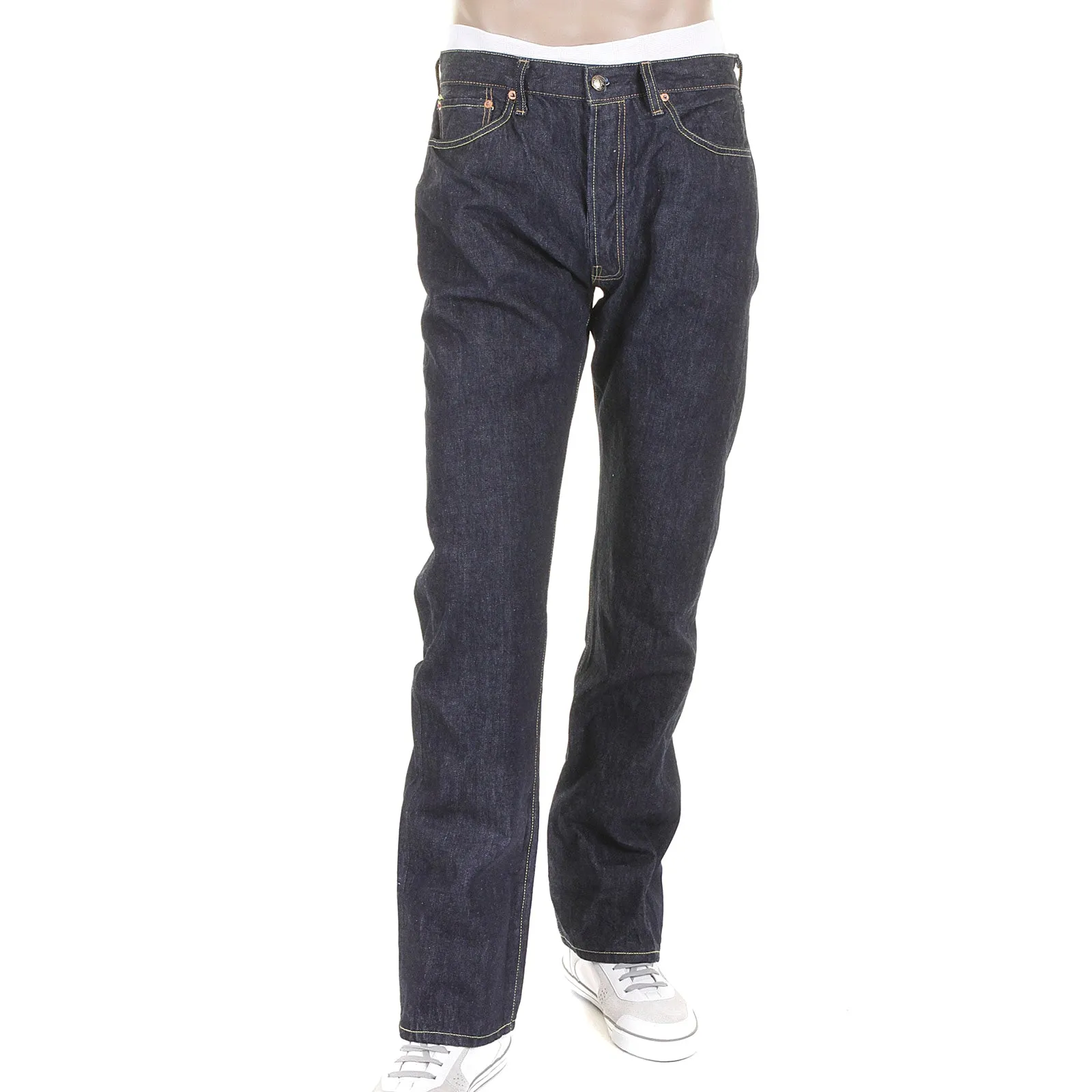 Slimmer Cut Navy SC40724A One Wash Selvedge Denim Jeans CANE2279 sold by SugarCane Jeans product image thumbnail 2