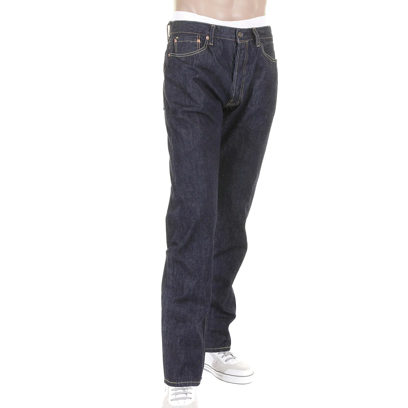 Slimmer Cut Navy SC40724A One Wash Selvedge Denim Jeans CANE2279 sold by SugarCane Jeans product image thumbnail 3