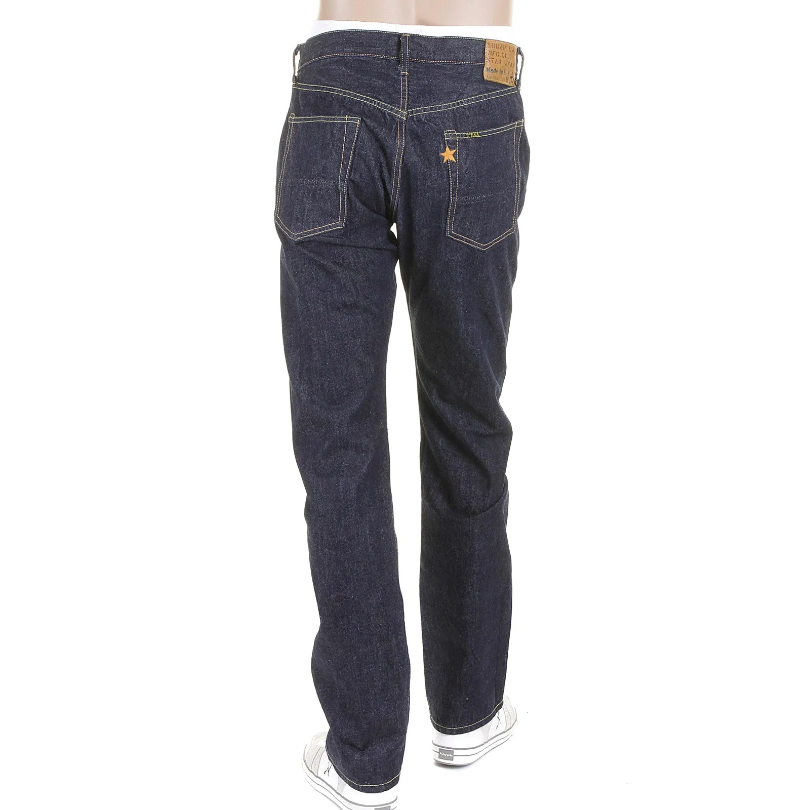 Slimmer Cut Navy SC40724A One Wash Selvedge Denim Jeans CANE2279 sold by SugarCane Jeans product image thumbnail 4