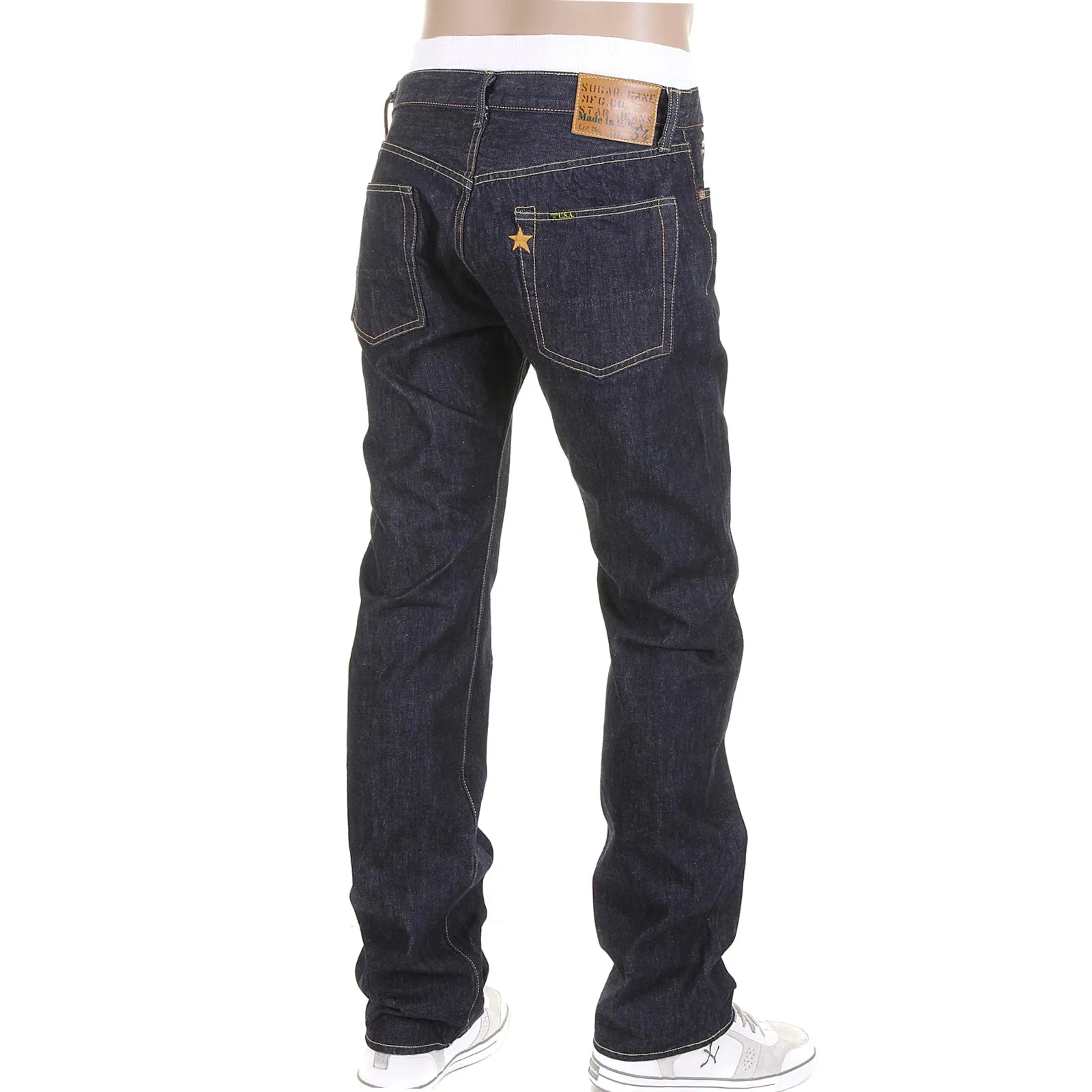 Slimmer Cut Navy SC40724A One Wash Selvedge Denim Jeans CANE2279 sold by SugarCane Jeans