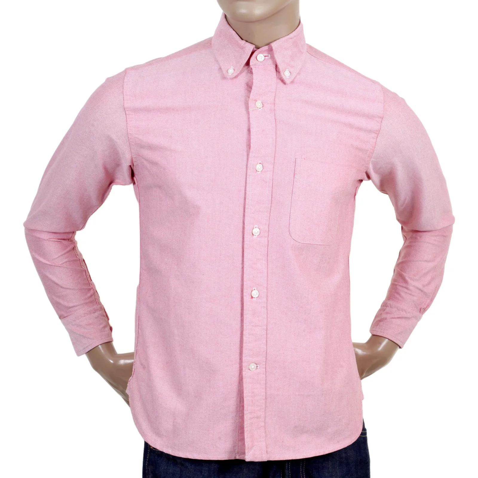 Slimmer Fit Long Sleeve SC25910 Button Down Red Oxford Shirt CANE4448 sold by SugarCane Jeans product image thumbnail 2