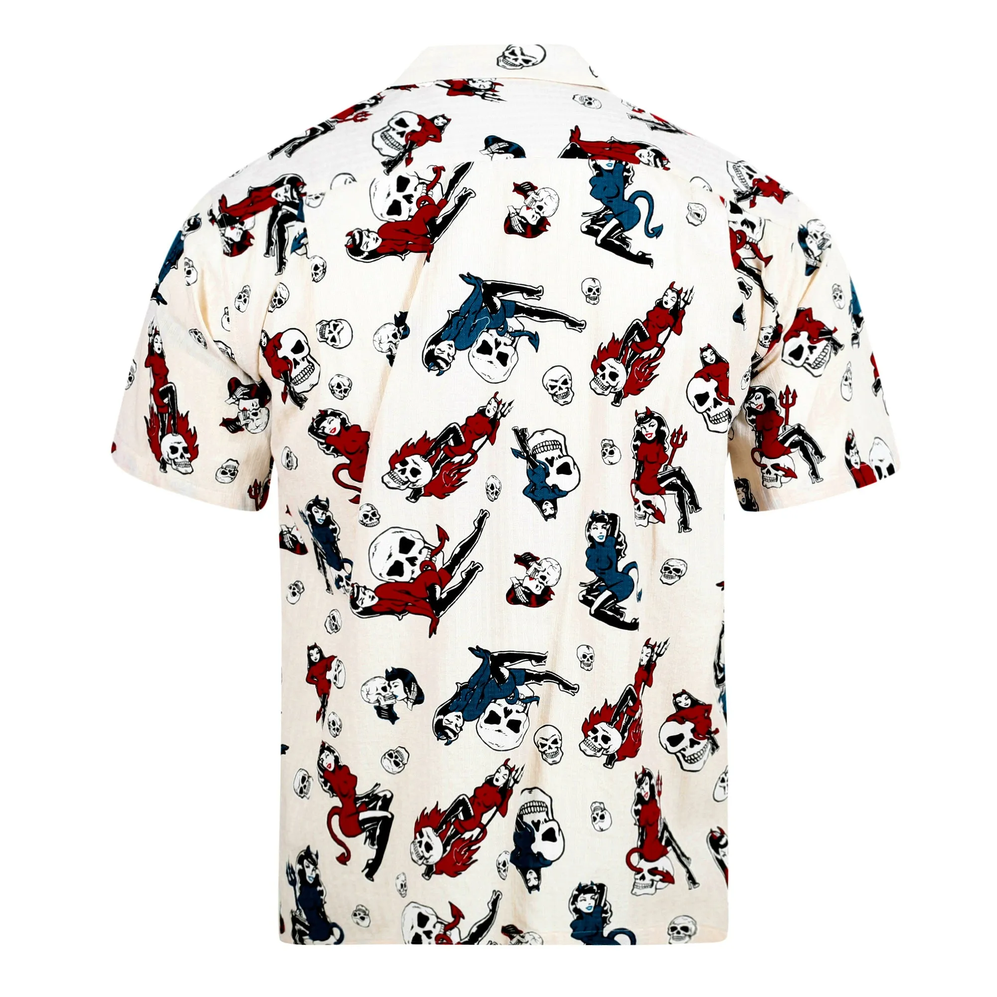 The Devil Skull Girls Print SH38115 Off White Hawaiian Shirt SoH10093 sold by SugarCane Jeans product image thumbnail 2