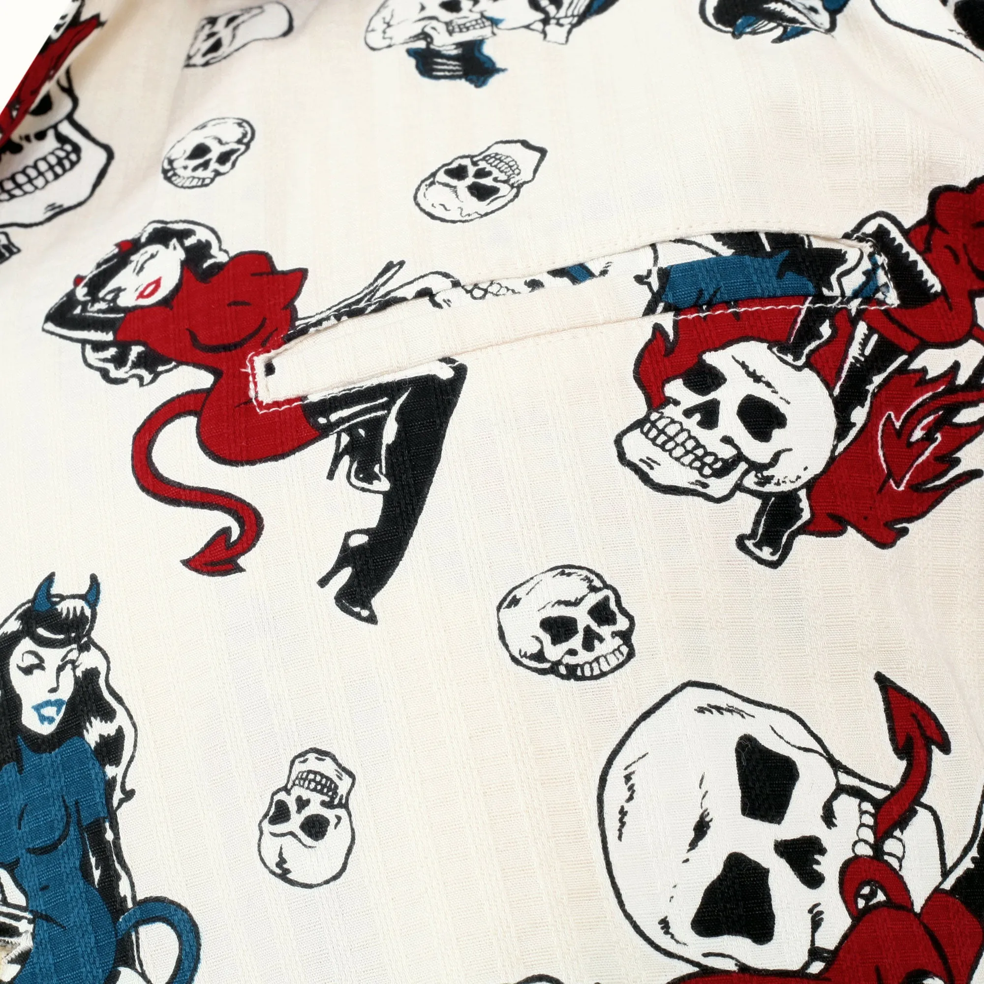 The Devil Skull Girls Print SH38115 Off White Hawaiian Shirt SoH10093 sold by SugarCane Jeans product image thumbnail 5