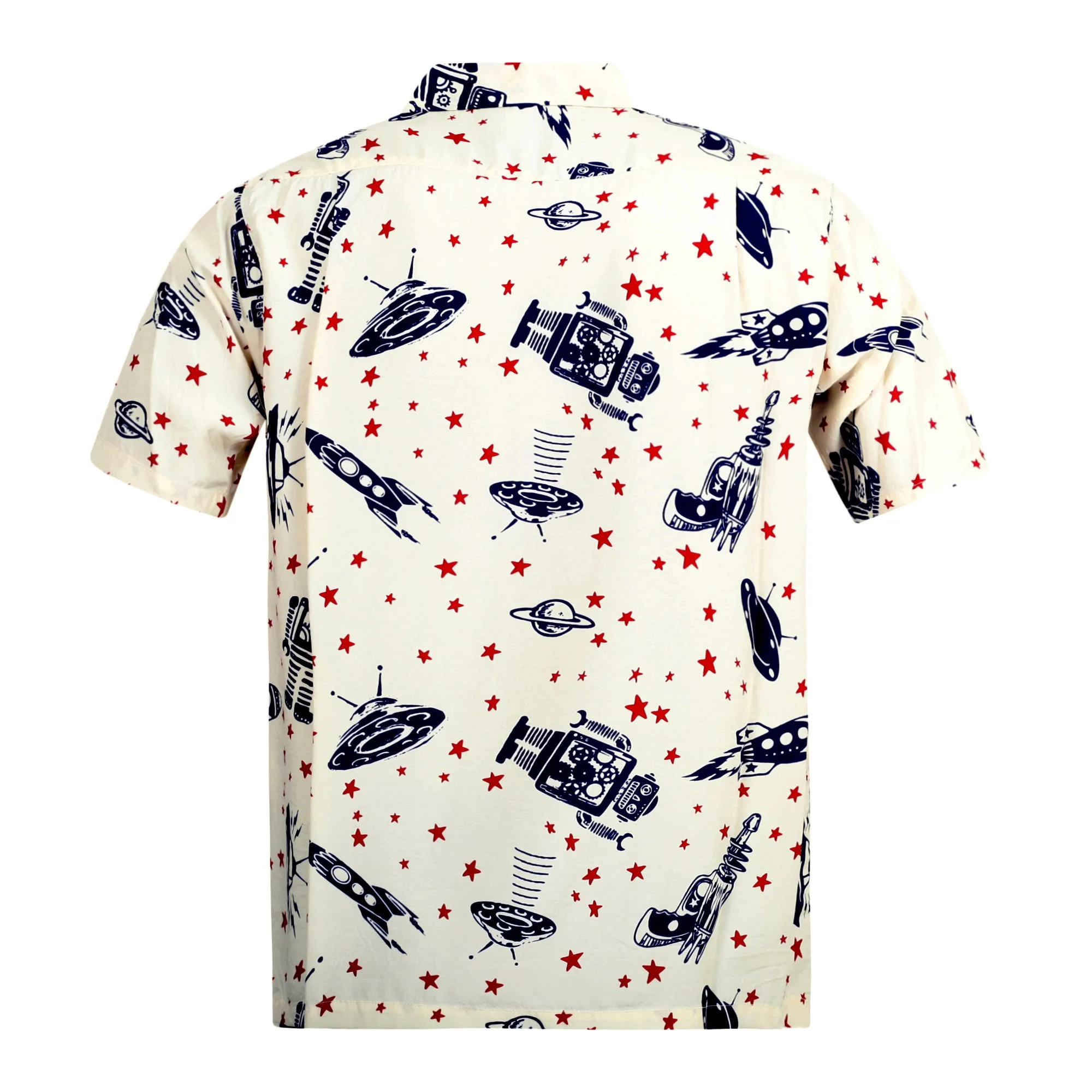Vince Ray SH37591 Space Rockets Off White Hawaiian Shirt SoH9043 sold by SugarCane Jeans product image thumbnail 2