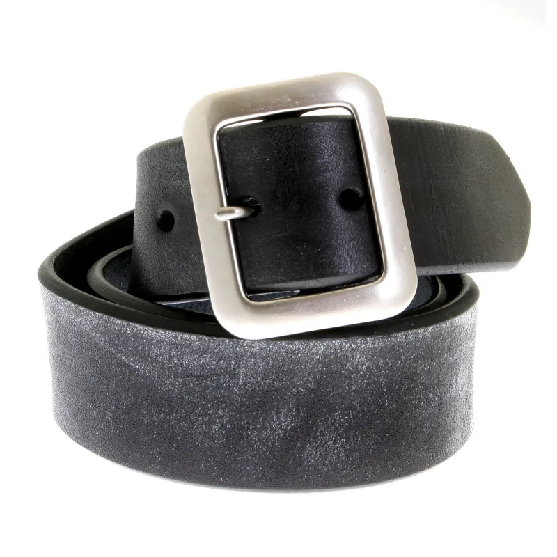 Vintage Black Leather F01406 Casual Belt with Steel Buckle CANE1141 sold by SugarCane Jeans