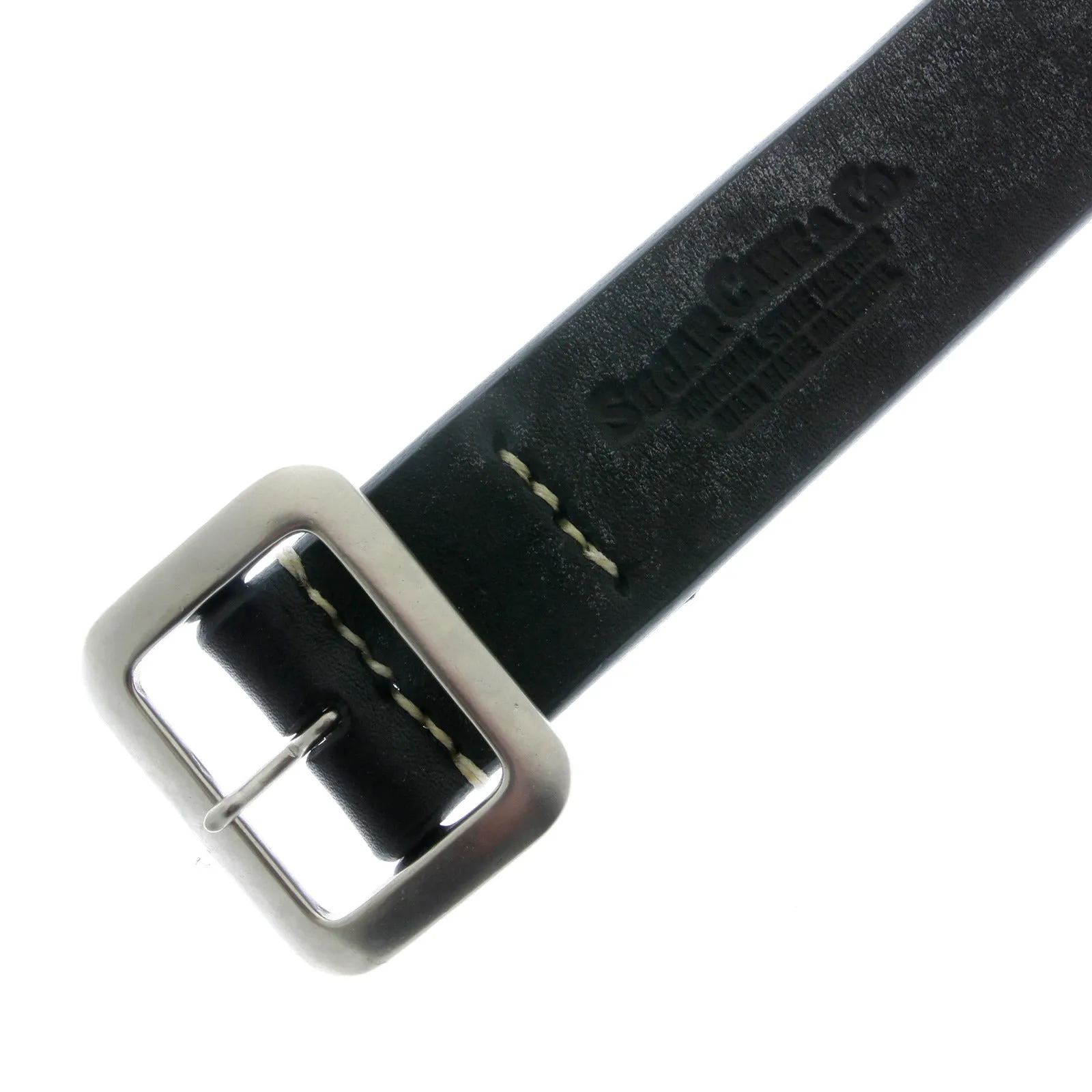 Vintage Black Leather F01406 Casual Belt with Steel Buckle CANE1141 sold by SugarCane Jeans product image thumbnail 3
