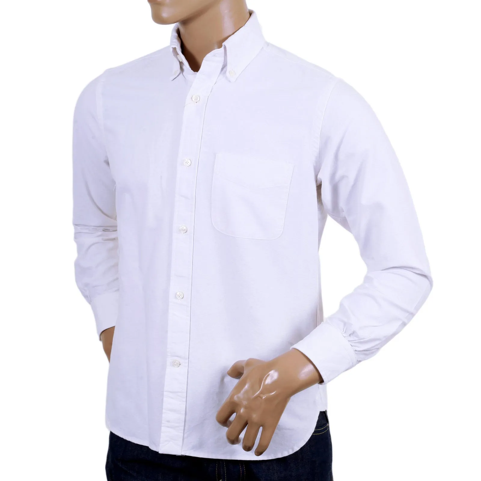 White Cotton SC25910 Oxford Shirt with Button Down Collar CANE4446 sold by SugarCane Jeans product image thumbnail 2