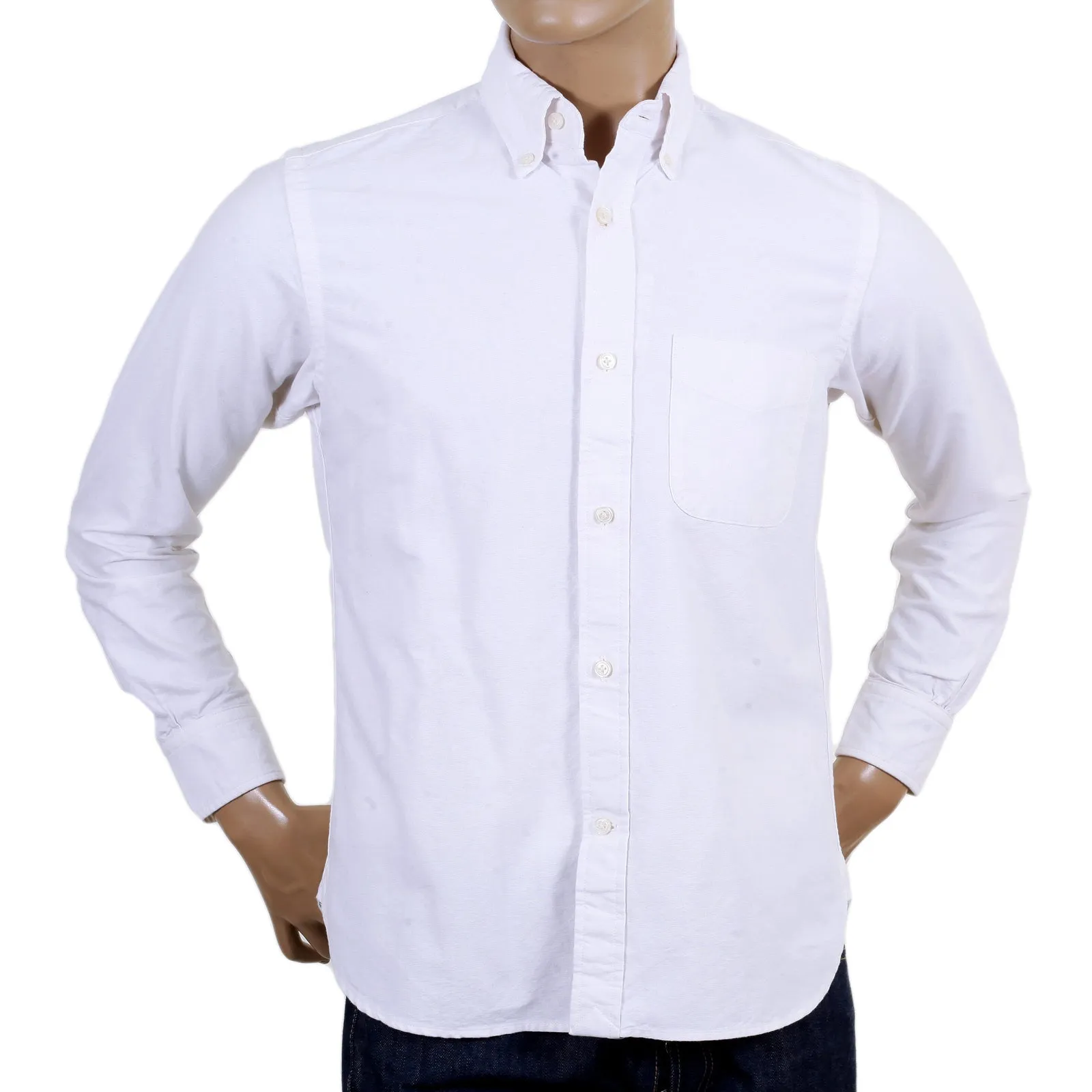 White Cotton SC25910 Oxford Shirt with Button Down Collar CANE4446 sold by SugarCane Jeans