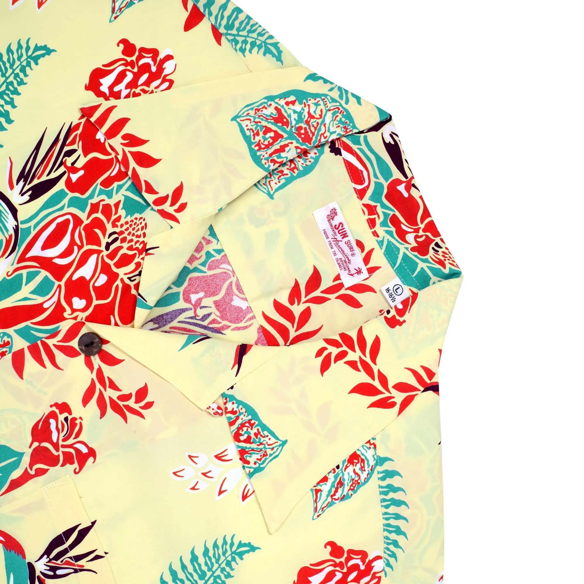 Yellow Flourish Flowers SS38322 Short Sleeve Hawaiian Shirt SURF11090 sold by SugarCane Jeans product image thumbnail 3