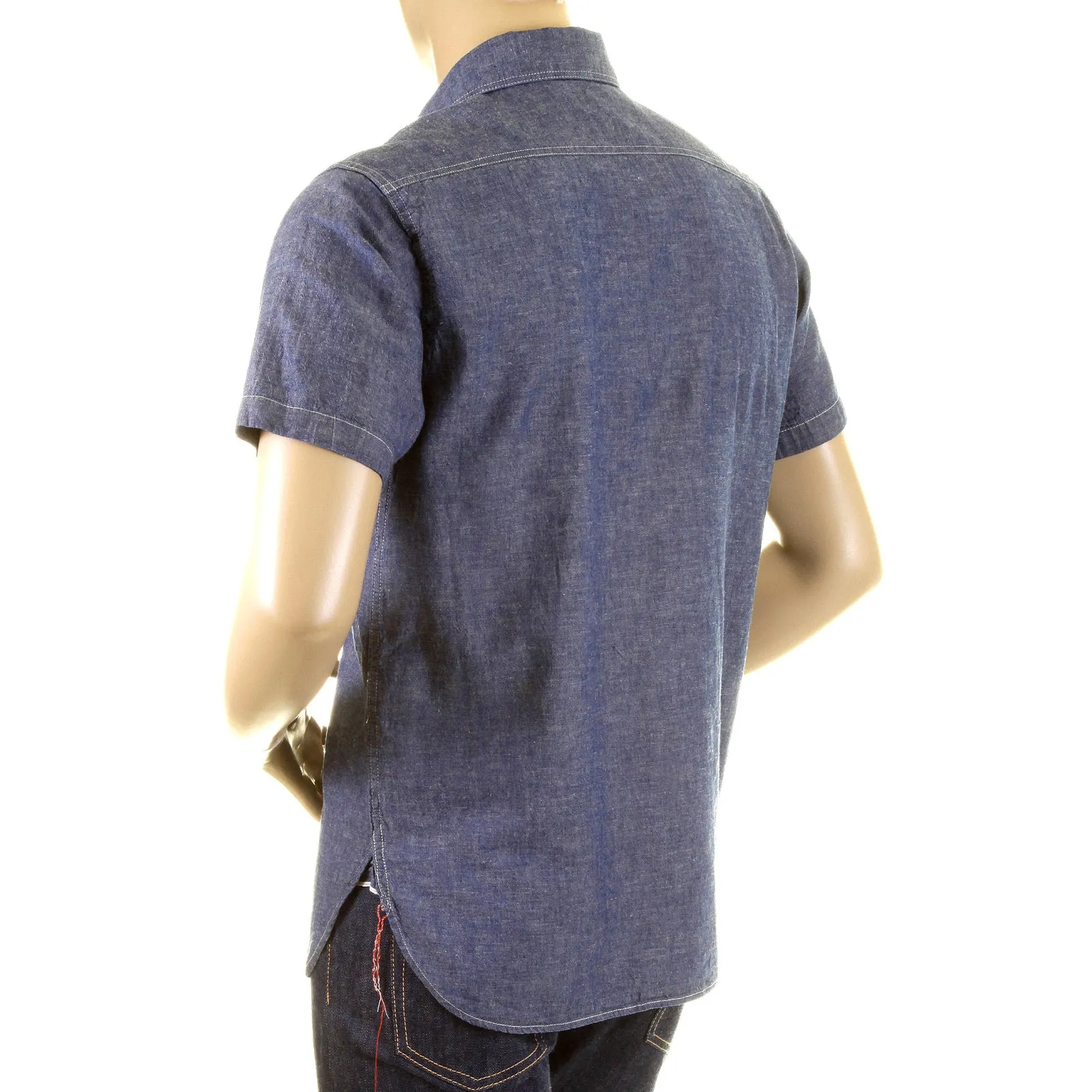 Sugar Cane SC35454 denim blue chambray work shirt CANE0245 sold by SugarCane Jeans product image thumbnail 4