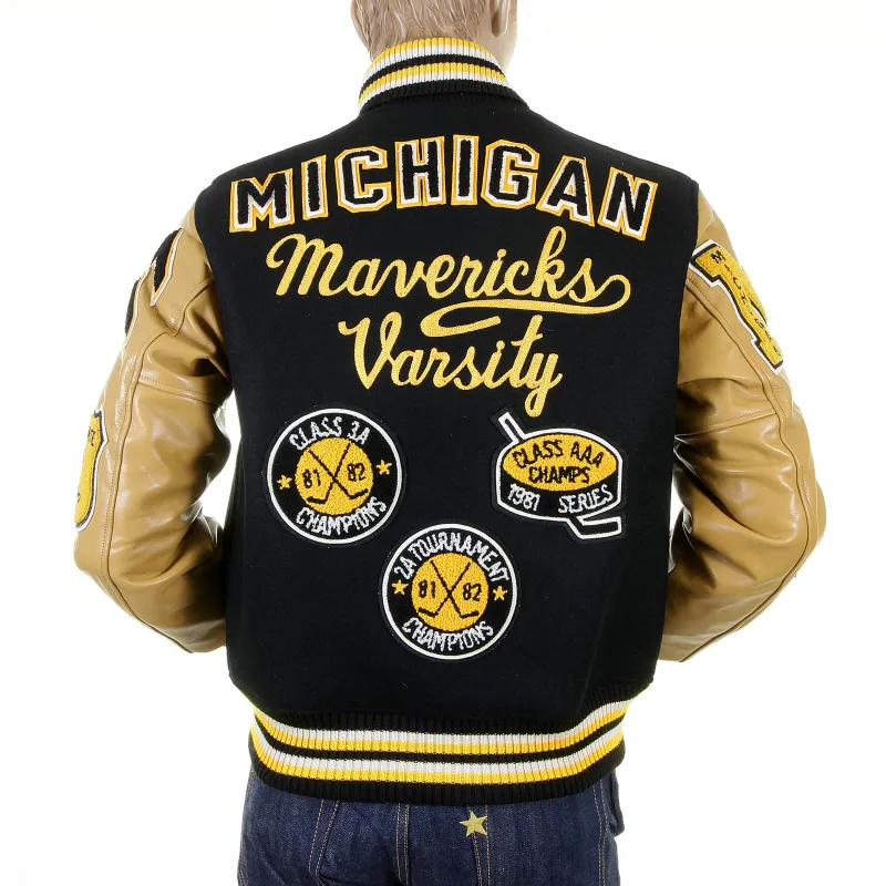Sugar Cane's Whitesville Letterman WV12310 30oz melton wool set in award Mavericks stadium jacket WHIT1091 made by Whitesville