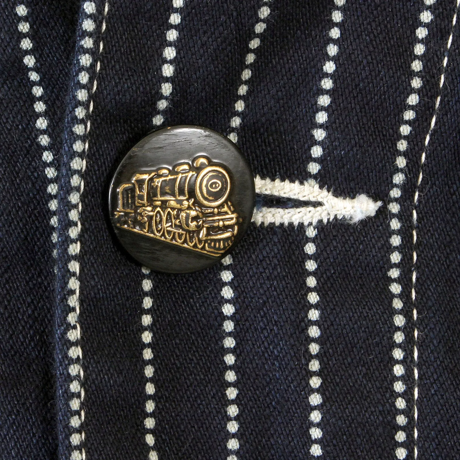 Sugarcane Mens Navy SC12361A Dot Striped Wabash Engineer Vintage Cut Regular Fit Denim Waistcoat Top CANE2015 sold by SugarCane Jeans product image thumbnail 2