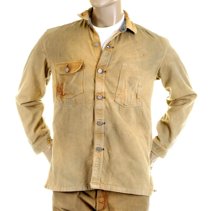 Sugarcane Mens SC12241H Fiction Romance Vintage Wash Workwear Denim Jacket/Overshirt in Brown CANE2830 sold by SugarCane Jeans