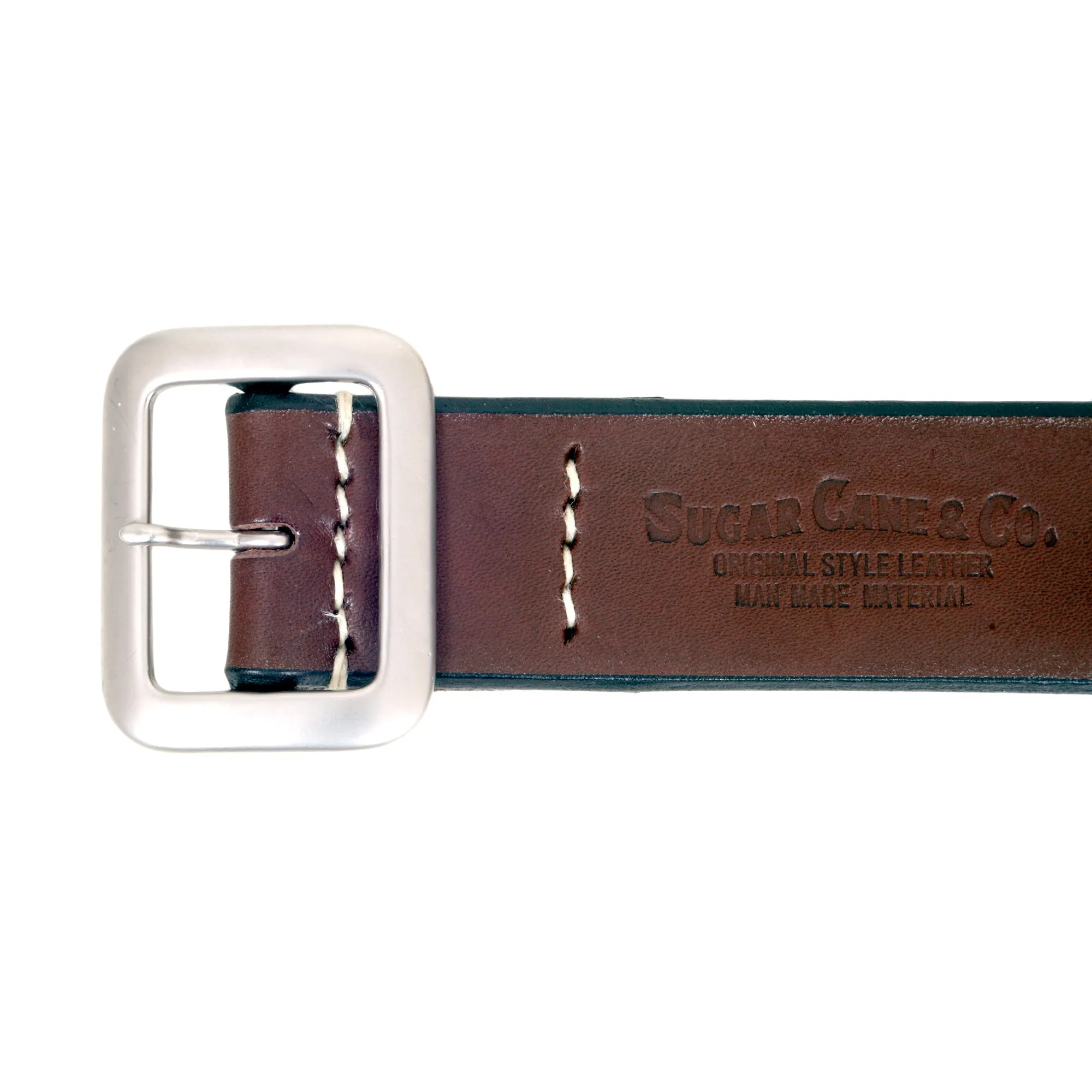 Thick Brown Leather SC02322 Cowhide Garrison Belt with Studs CANE7537 sold by SugarCane Jeans product image thumbnail 2