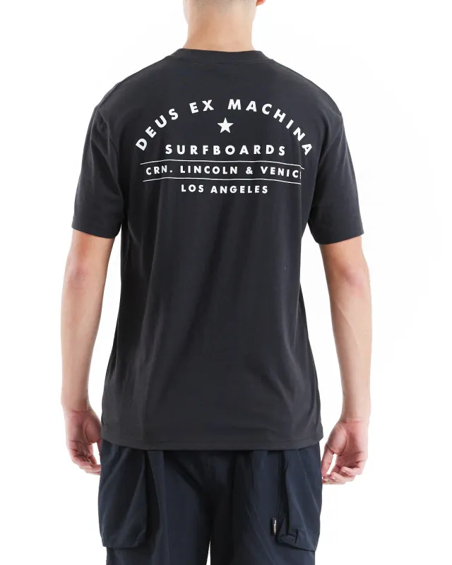 Los Angeles Surf Address Tee - Black sold by Deus Ex Machina