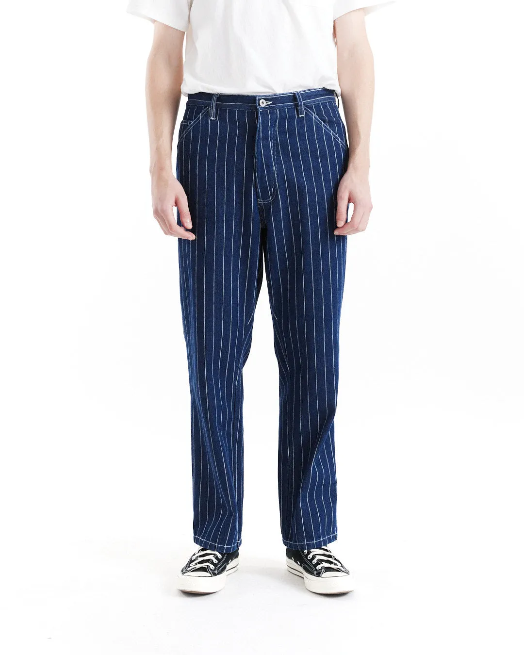 Dallas Stripe Work Pant - Indigo sold by Deus Ex Machina
