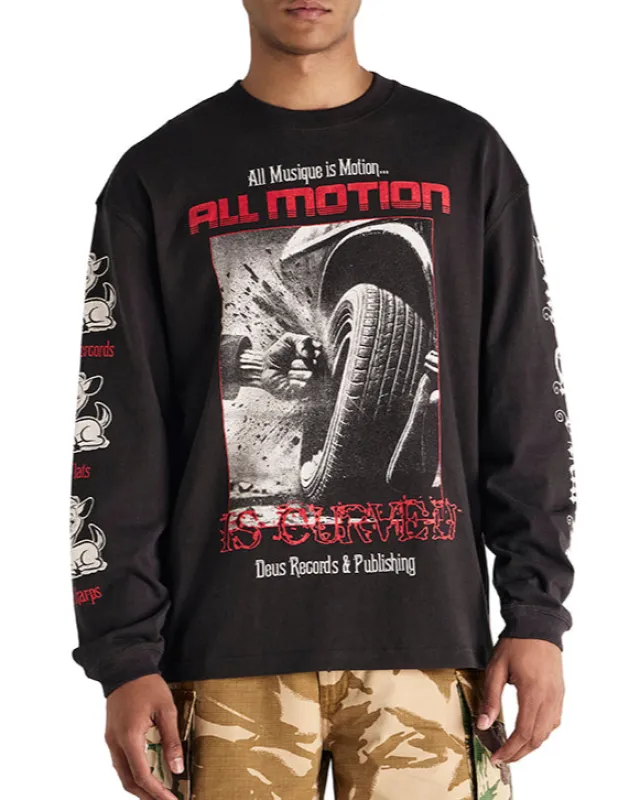 Dancing Ghost Long Sleeve Tee - Anthracite sold by Deus Ex Machina