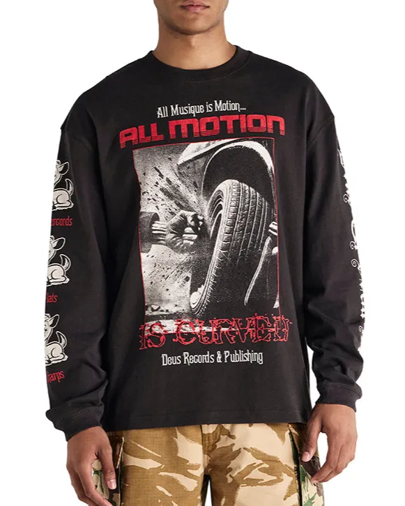 Dancing Ghost Long Sleeve Tee - Anthracite sold by Deus Ex Machina