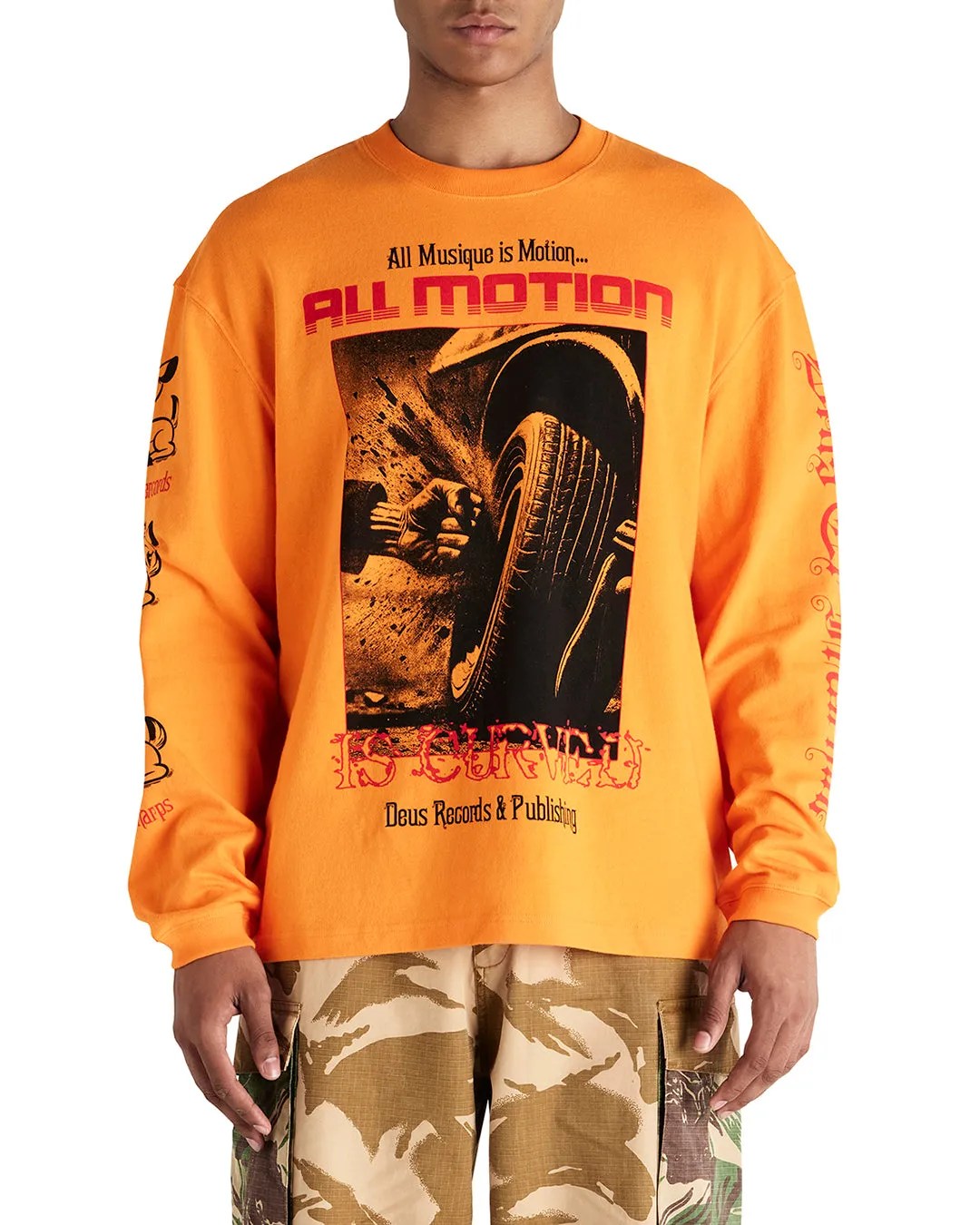 Dancing Ghost Long Sleeve Tee - Persimmon Orange sold by Deus Ex Machina